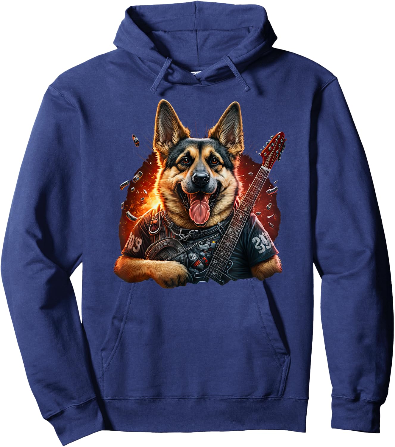 Funny German shepherd Dog Rock And Roll Guitar Music Hoodie - Hoodie | Navy
