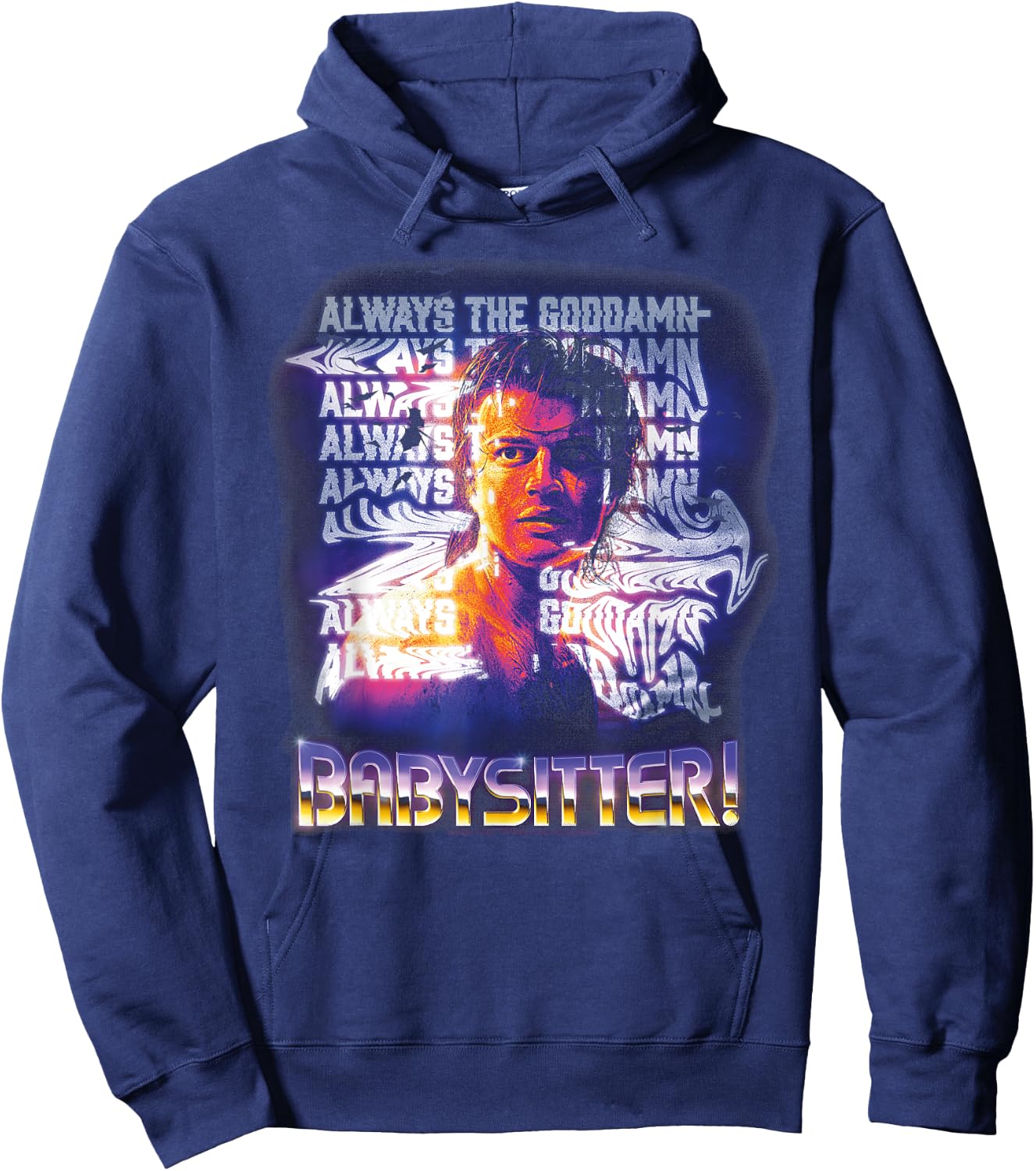 Stranger Things Always, Steve Harrington's Babysitter , Black, S Hoodie - Hoodie | Navy