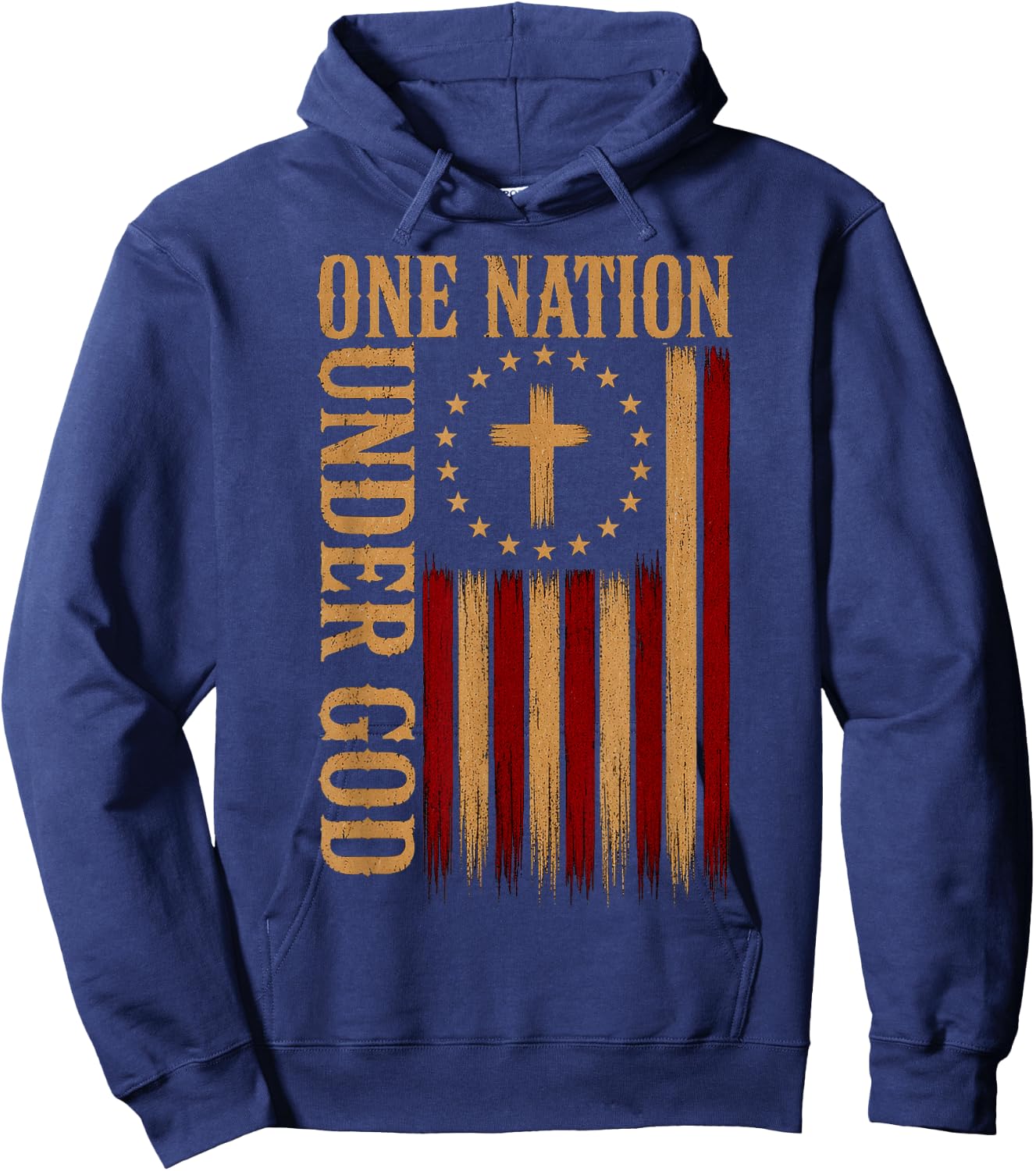 One Nation Under God Patriotic Christian American Flag Hoodie - Hoodie | Navy