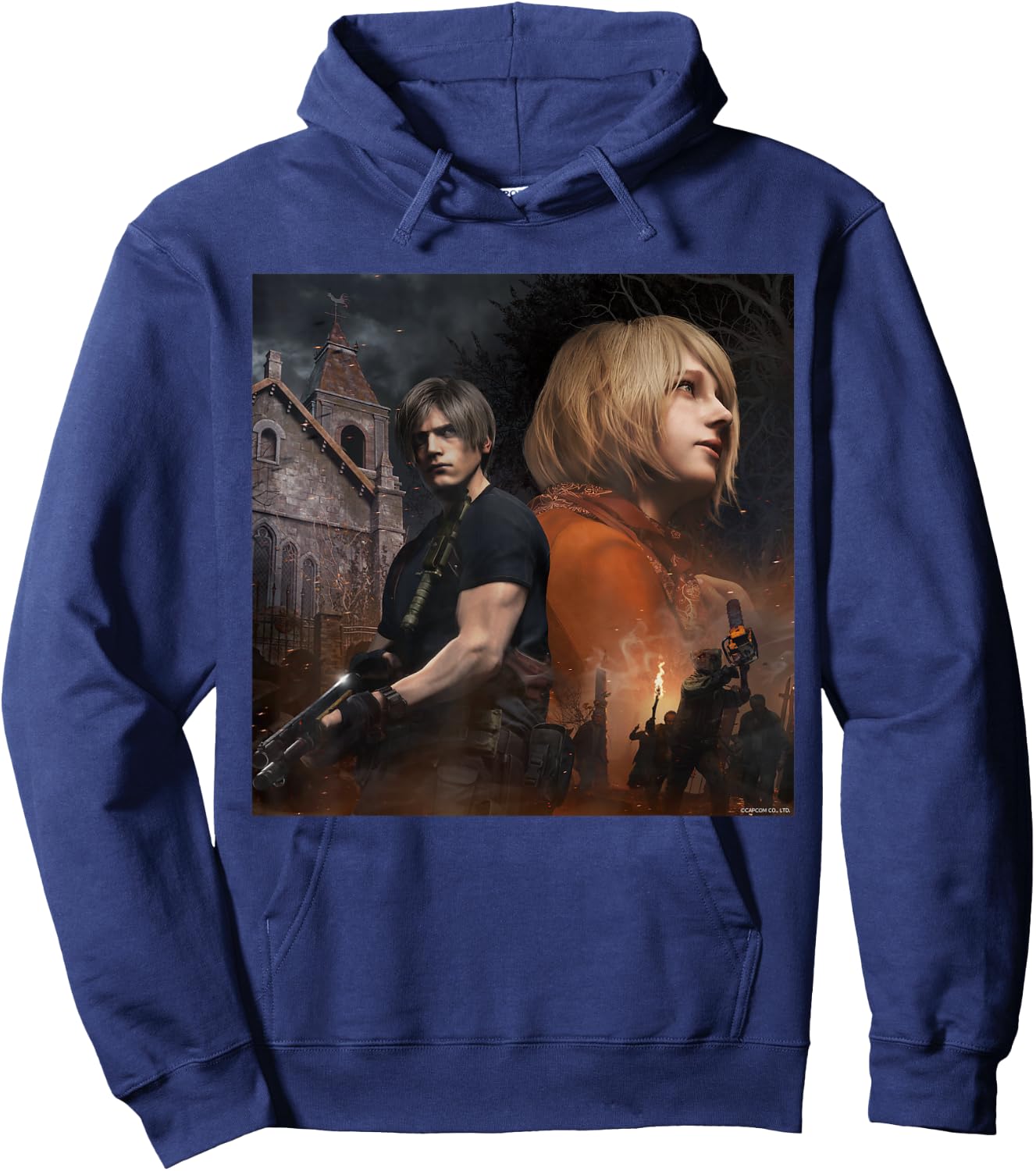 Capcom RESIDENT EVIL 4 Leon & Ashley , Herren, -Erwachsene, Kurzarm, Schwarz, S, Klassisch, mit kurzen Ärmeln Hoodie - Hoodie | Navy