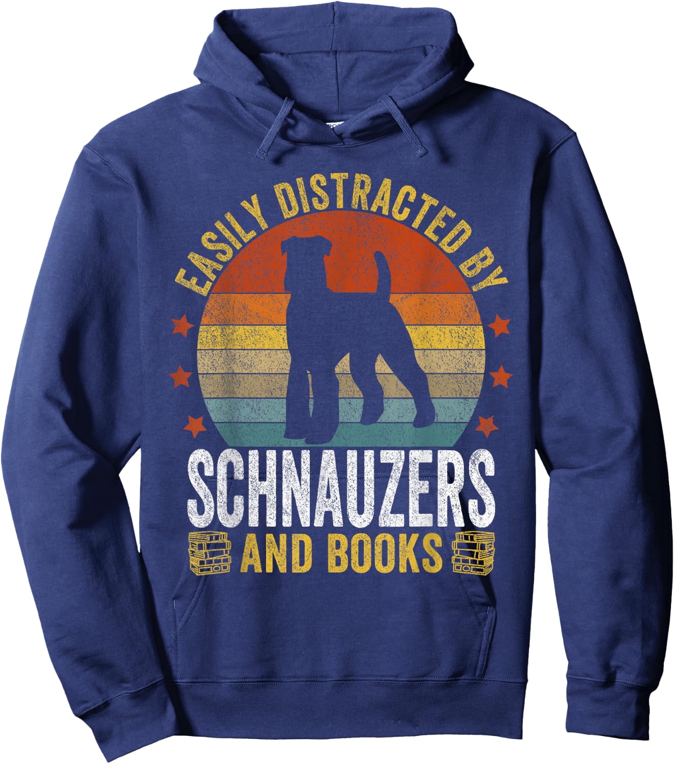 Schnauzer And Books Schnauzer Mom Schnauzer Dad Retro Hoodie - Hoodie | Navy