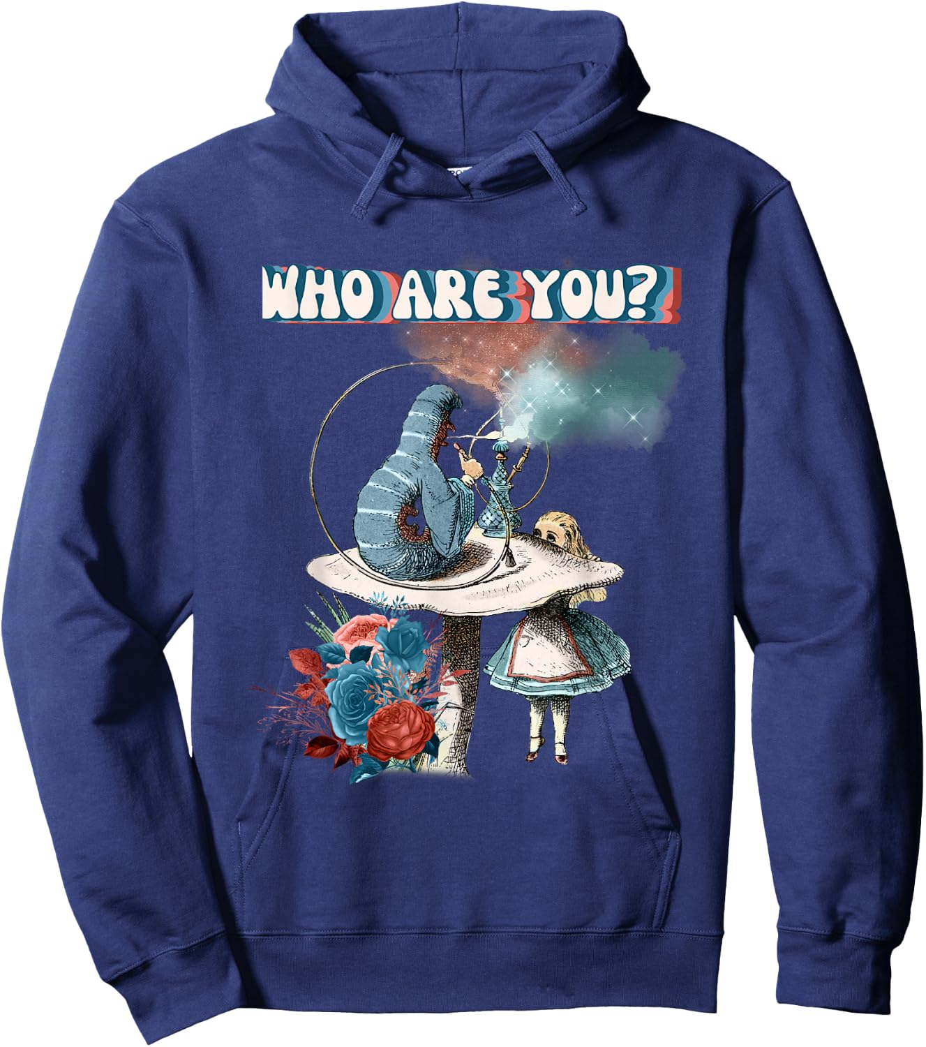 Alice Wonderland Caterpillar Smoking Hookah Pipe Hoodie - Hoodie | Navy