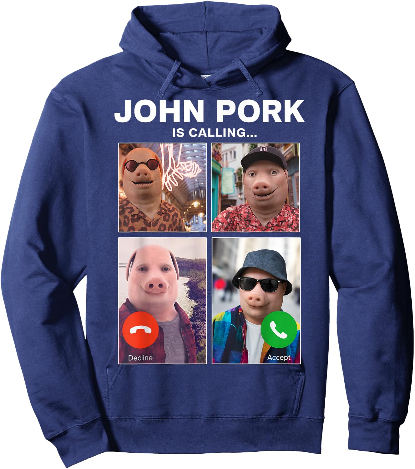 Funny John Pork is Calling Meme Braintot Gifts Boys Kids Hoodie - Hoodie | Navy