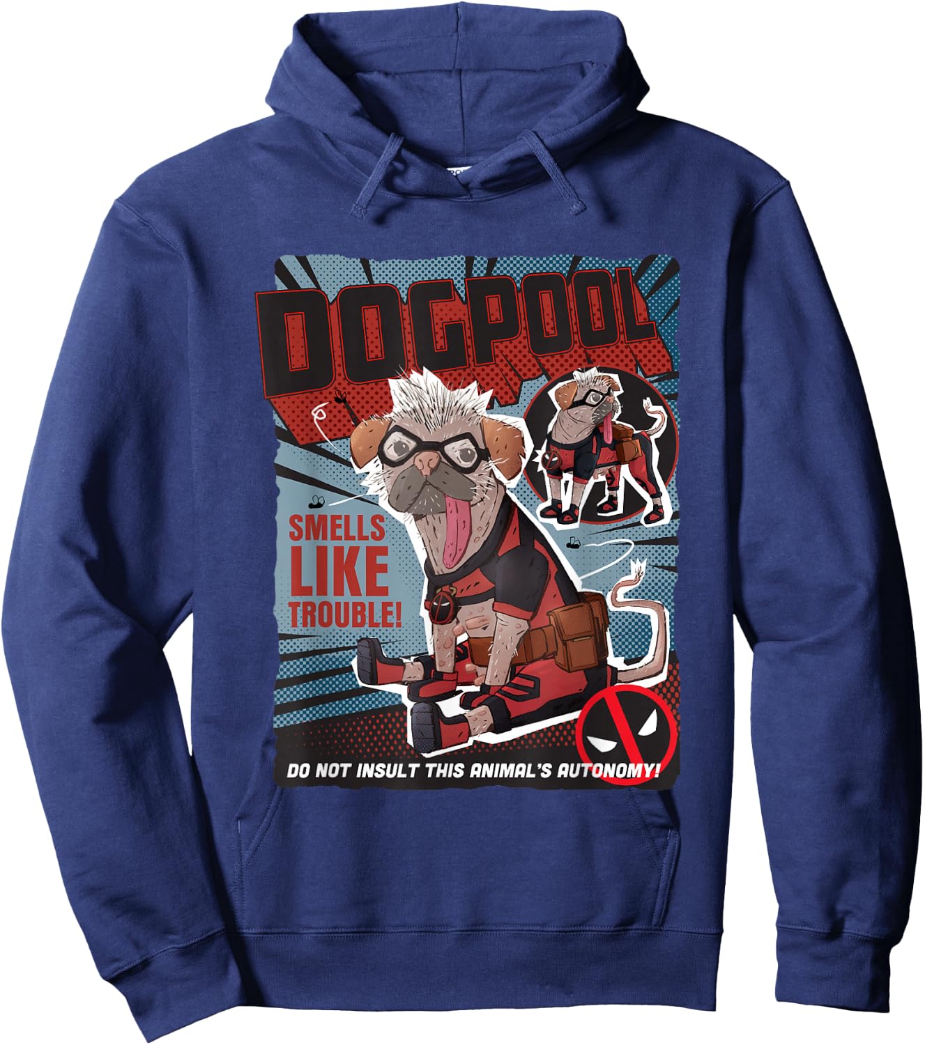 Marvel Deadpool & Wolverine Dogpool Doodle Comic Book Cover , Black, S Hoodie - Hoodie | Navy
