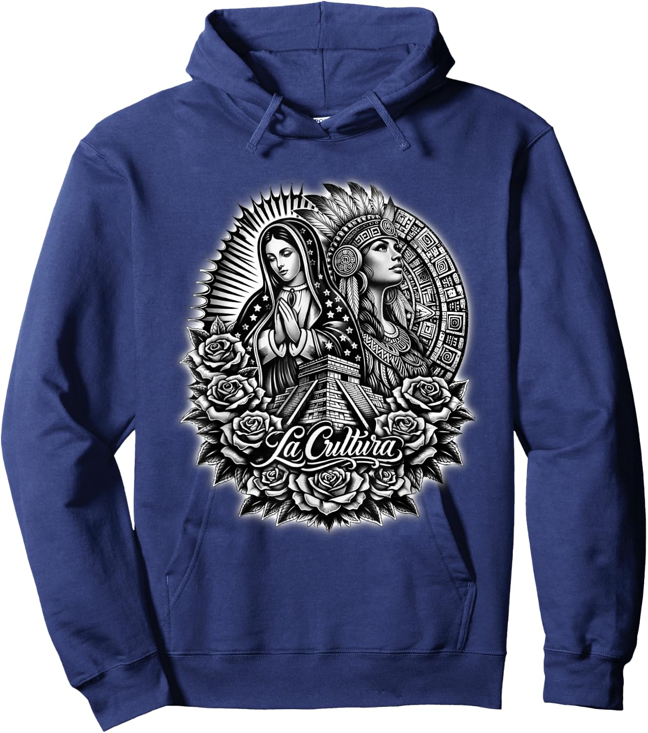 Virgen De Guadalupe Aztec Princess Mexico Azteca Mayan Hoodie - Hoodie | Navy