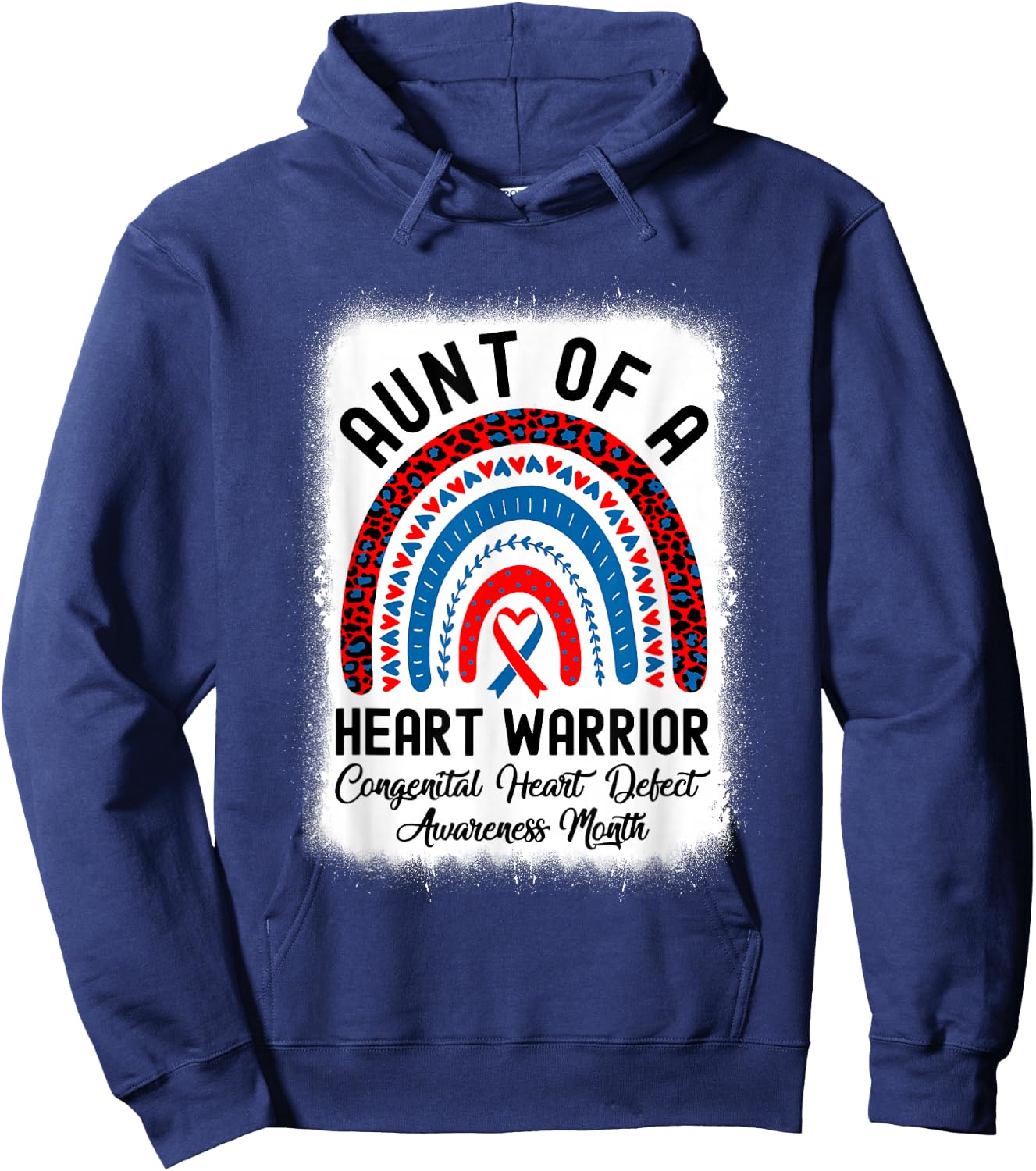 Aunt Of Warrior Chd Congenital Heart Defect Awareness Month Hoodie - Hoodie | Navy