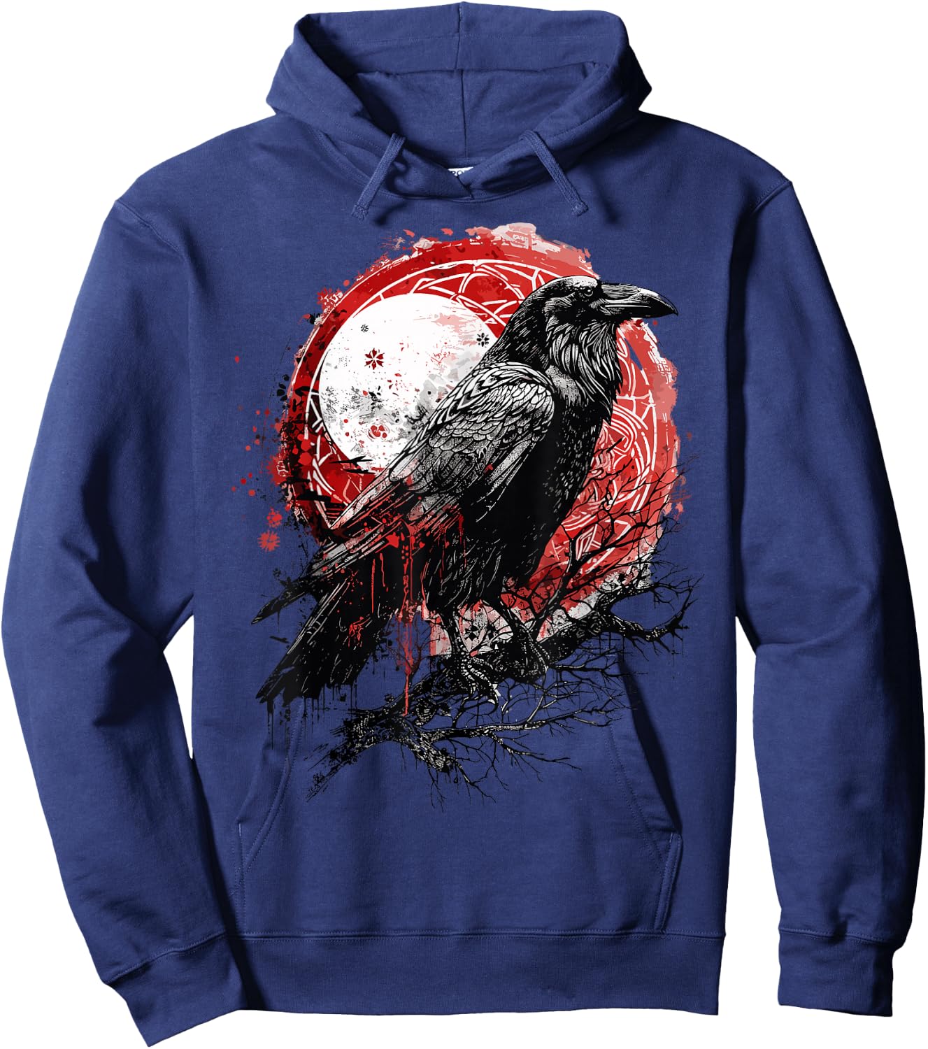 Odin Ravens Huginn & Muninn Vegvisir Vikings Myth Norse Hoodie - Hoodie | Navy