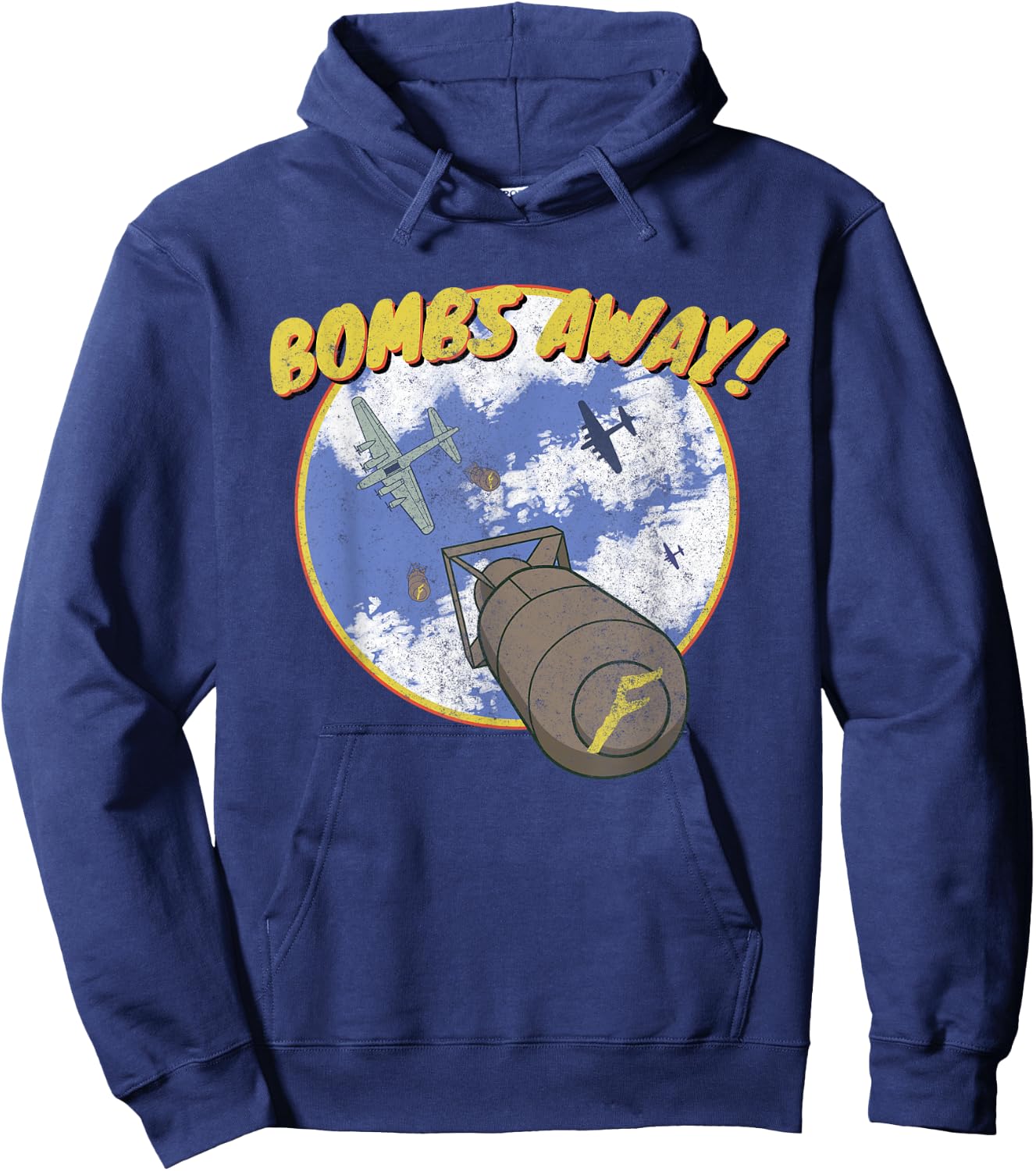 B-17 Classic Vintage Aviation Bomber Distressed F-Bomb Hoodie - Hoodie | Navy