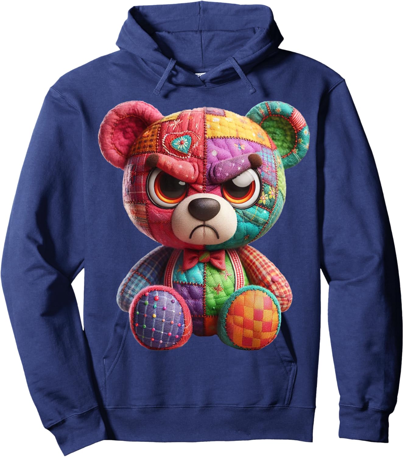 Angry Teddy Bear Print A Very Grumpy Hug Hoodie - Hoodie | Navy