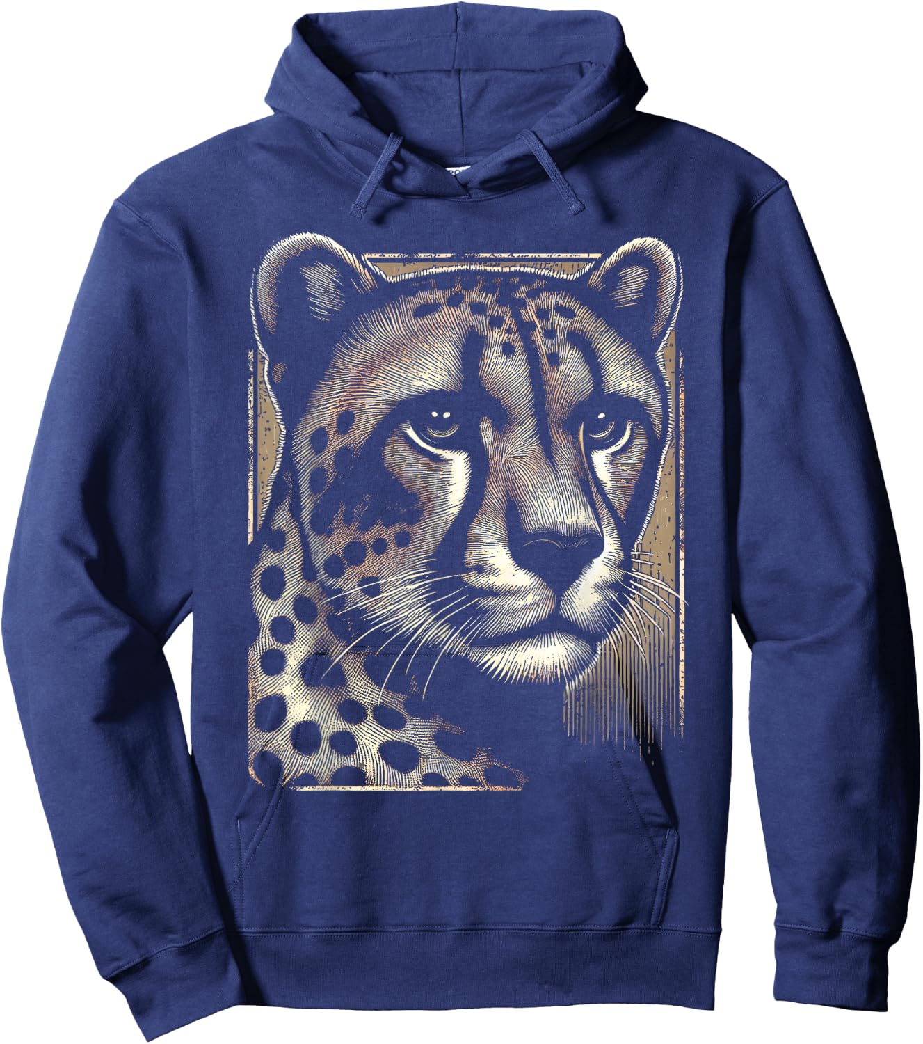 Cheetah Face Print Hoodie - Hoodie | Navy