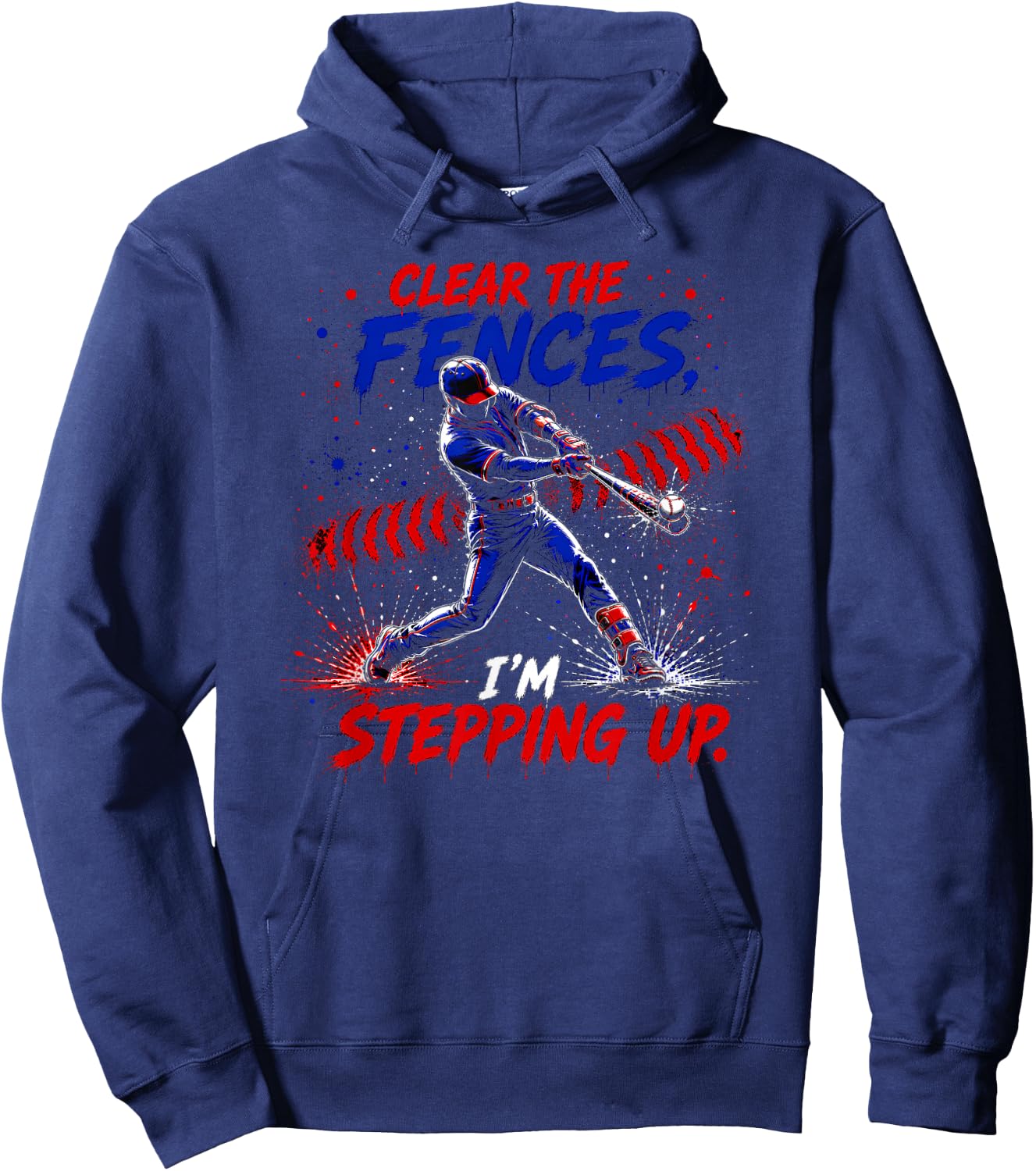 Baseball Batter Homerun Boys Men Paint Splatter Sports Hoodie - Hoodie | Navy