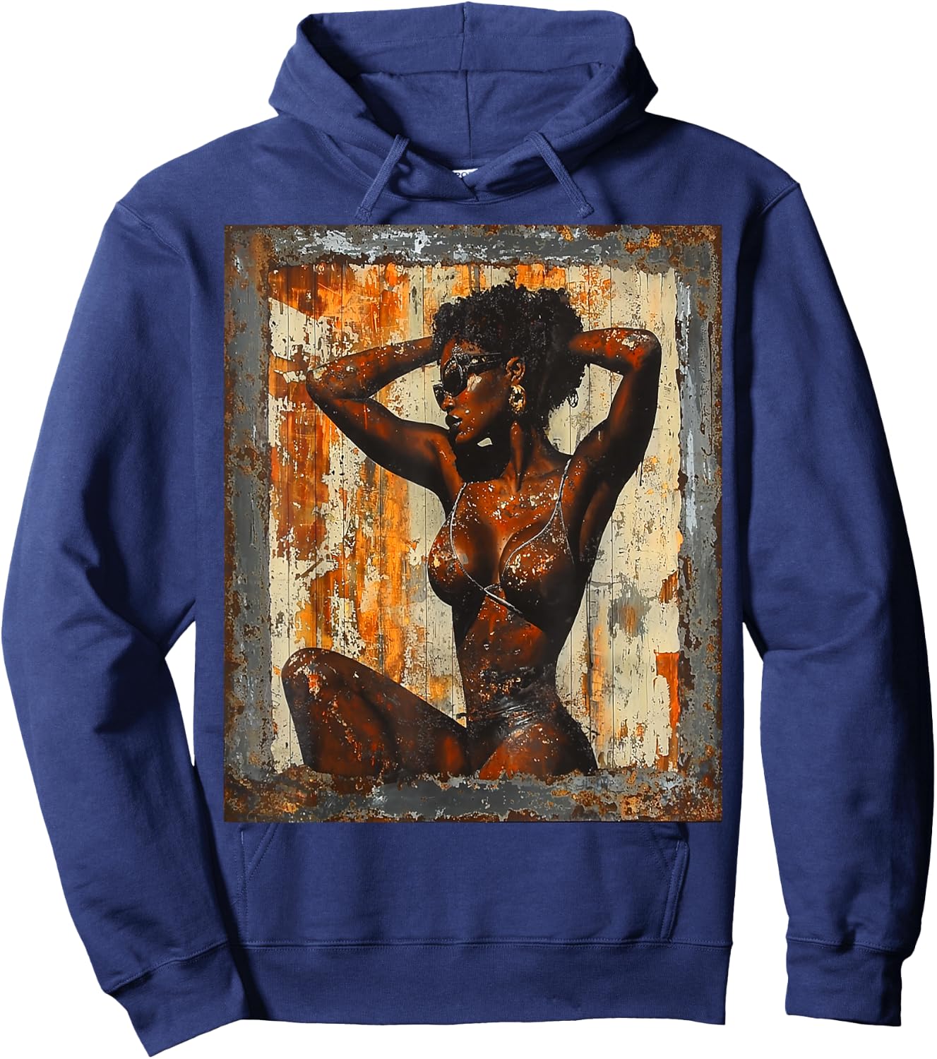 Beautiful Vintage Black Girl Woman Retro Pin Up Model Art Hoodie - Hoodie | Navy