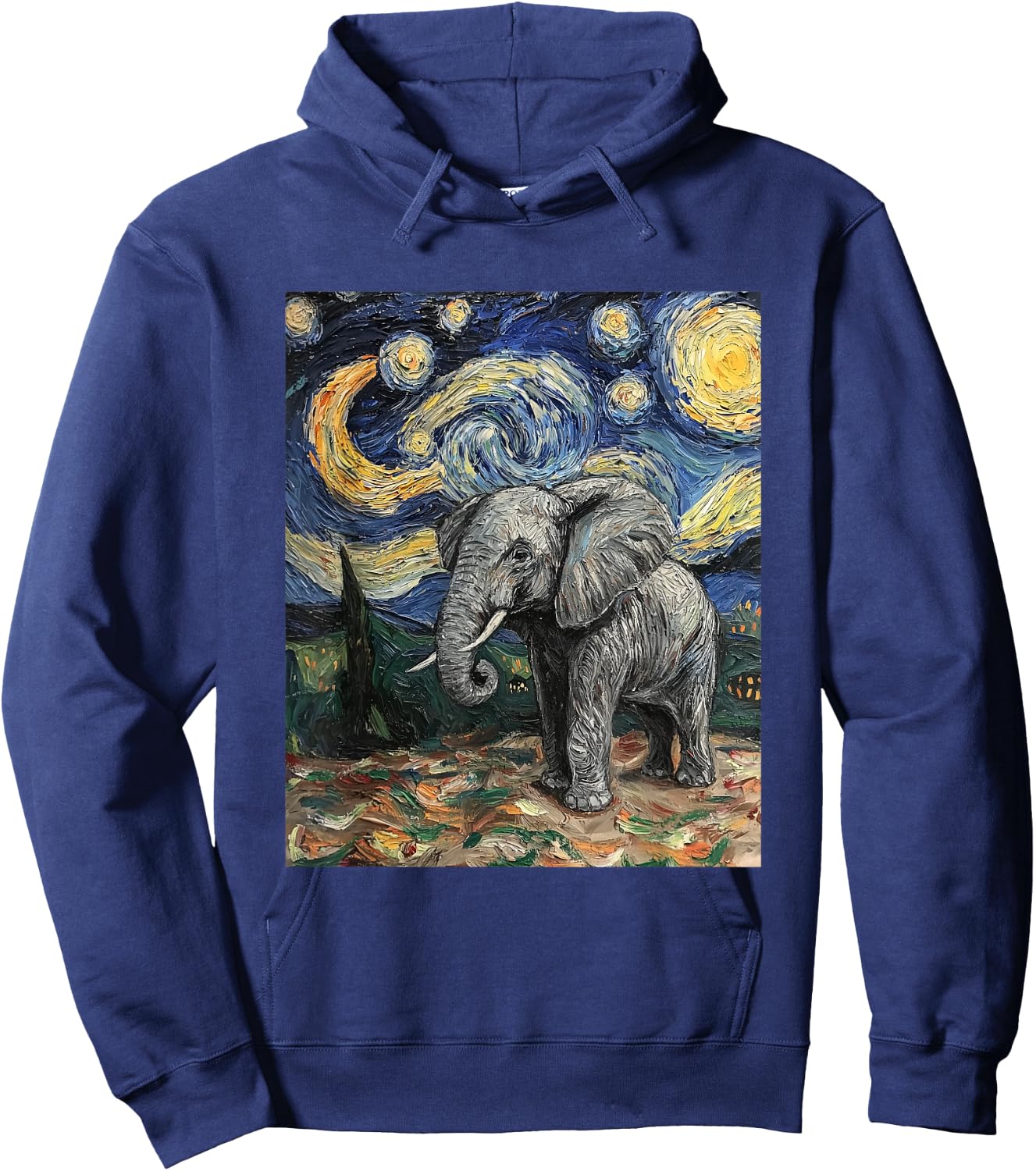 Cute Elephant Africa - Van Gogh Style - Starry Night Hoodie - Hoodie | Navy