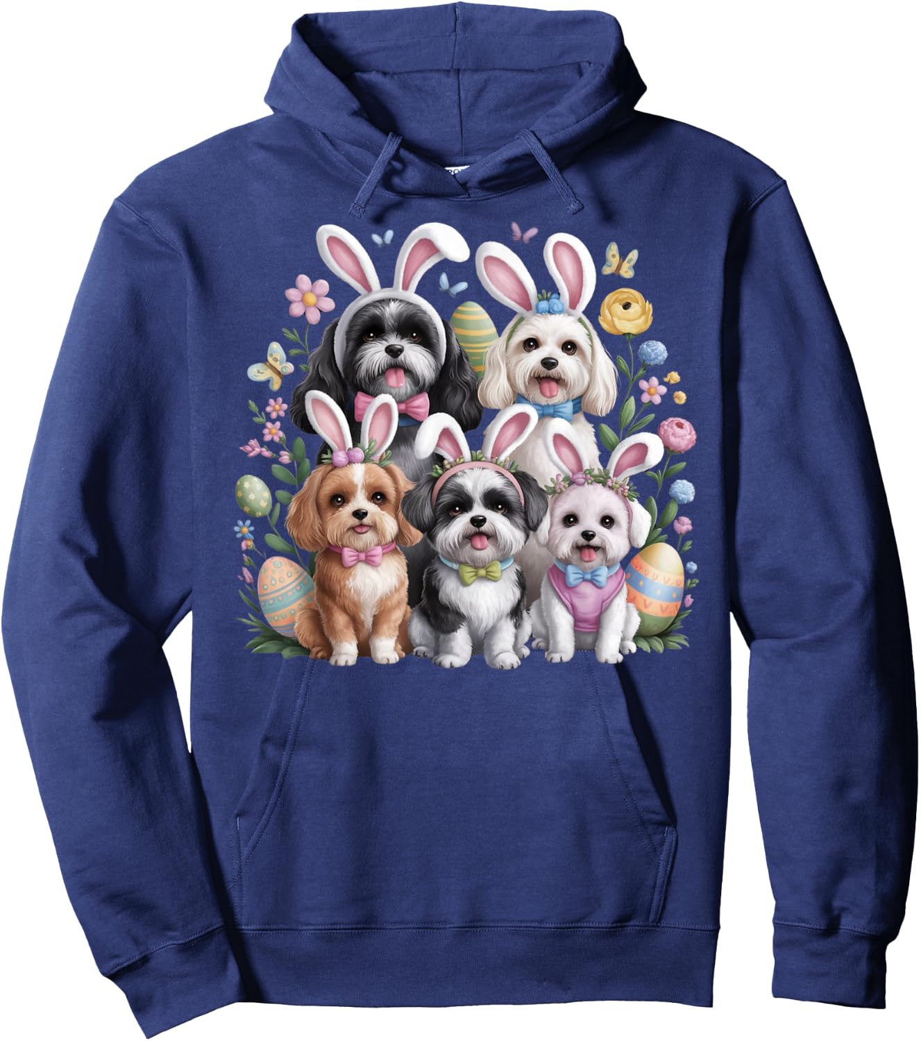 Easter Dogs with Bunny, Ears Easter Cute Funny Dogs Lover Hoodie - Hoodie | Navy