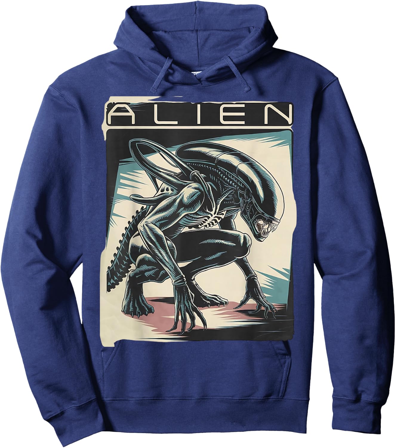 Xenomorph Alien Illustrated Poster, Black, S Hoodie - Hoodie | Navy