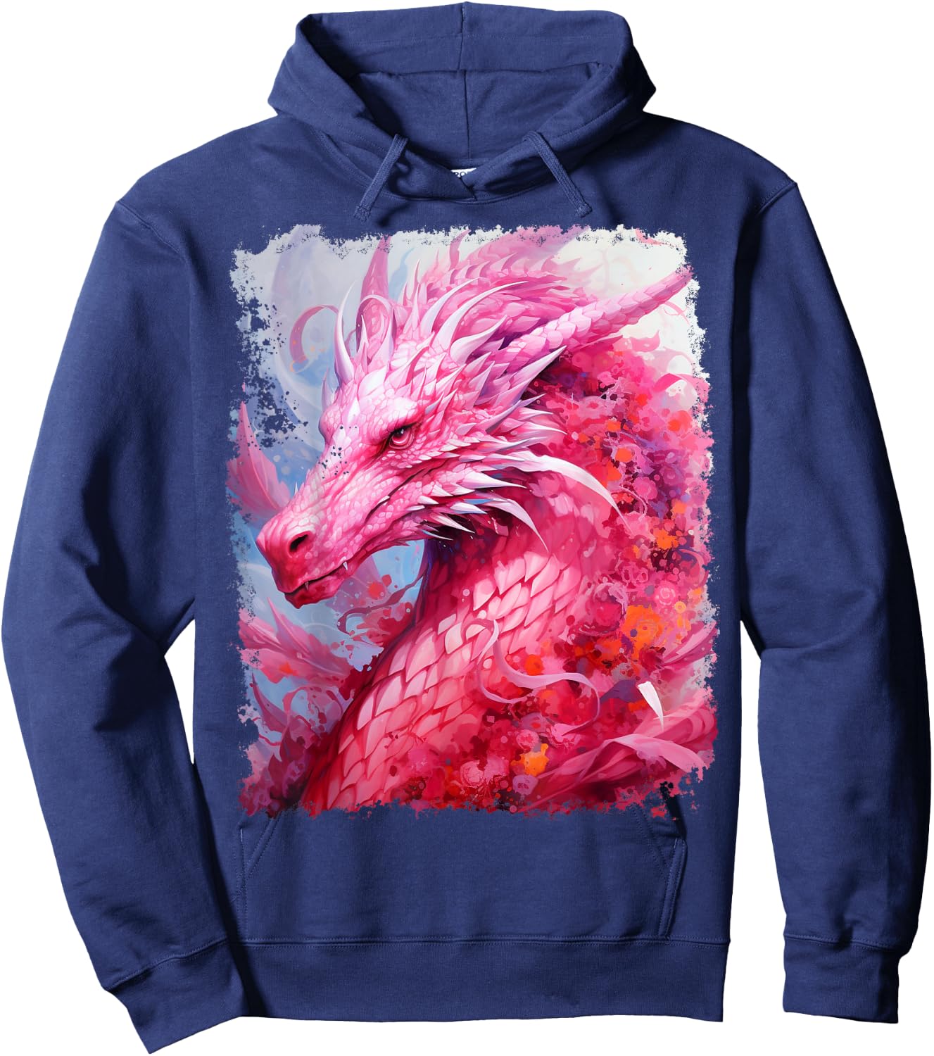 Pop Art Colorful Dragon Pink Hoodie - Hoodie | Navy