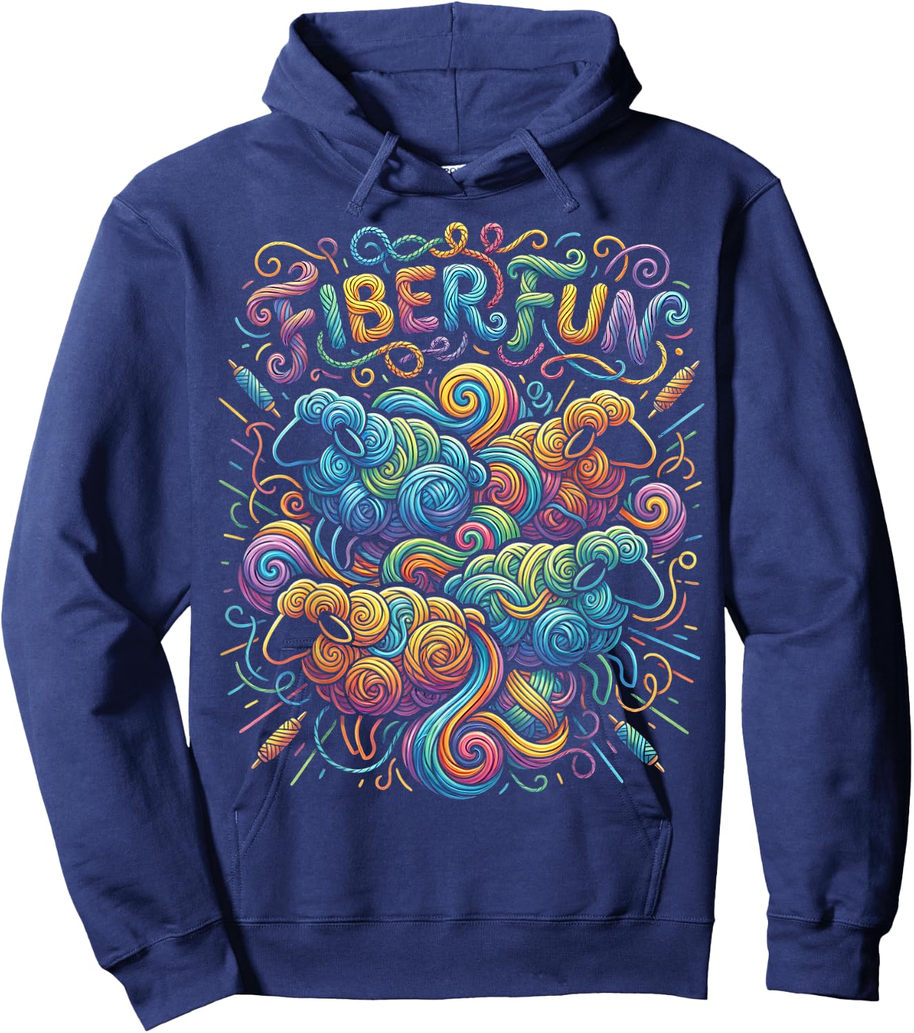 Fiber Fun Sheep Yarn Spinning Wool Crafting & Fiber Art Hoodie - Hoodie | Navy
