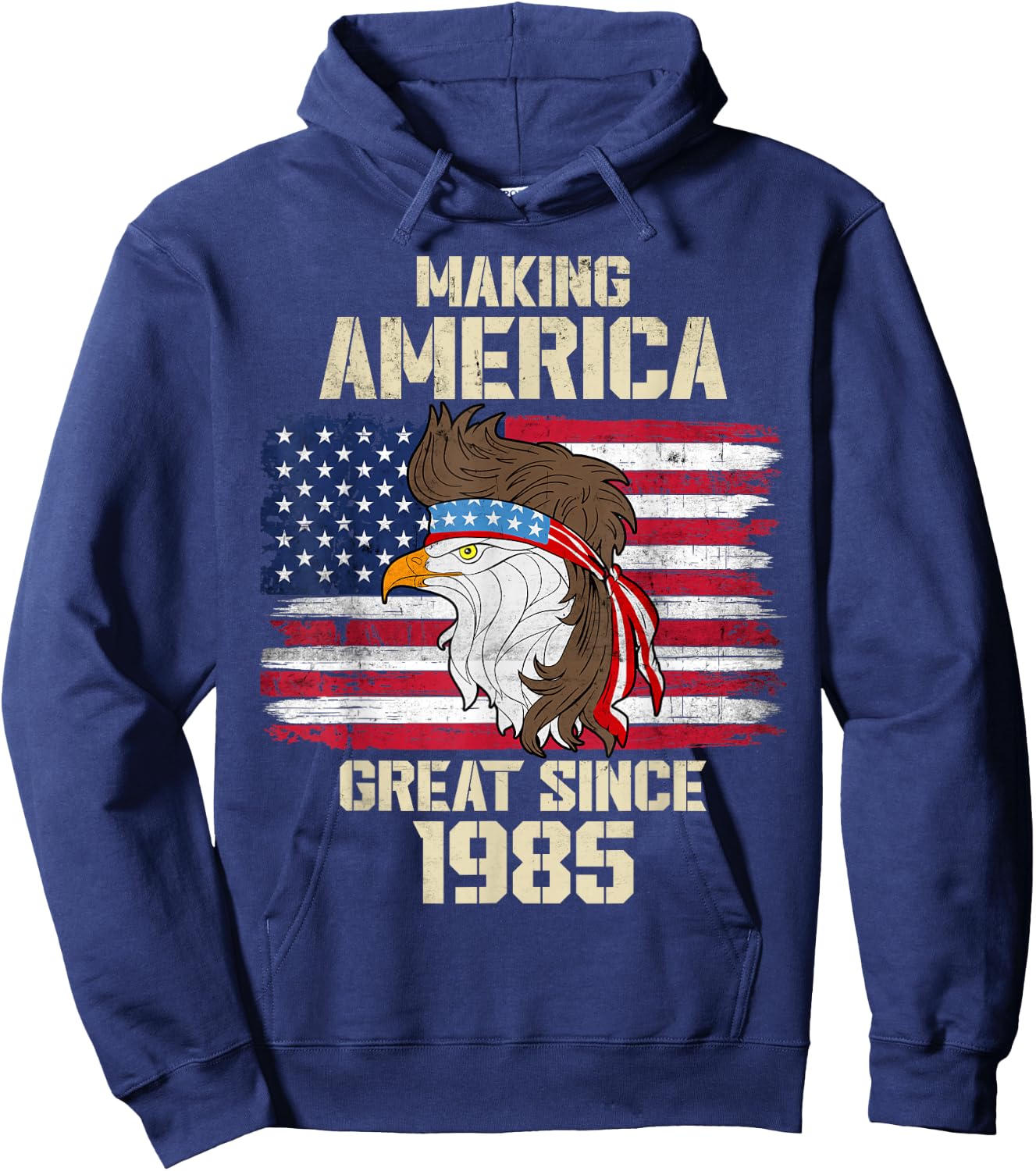 Making America Great Since 1985 Distressed Birthday Hoodie - Hoodie | Navy