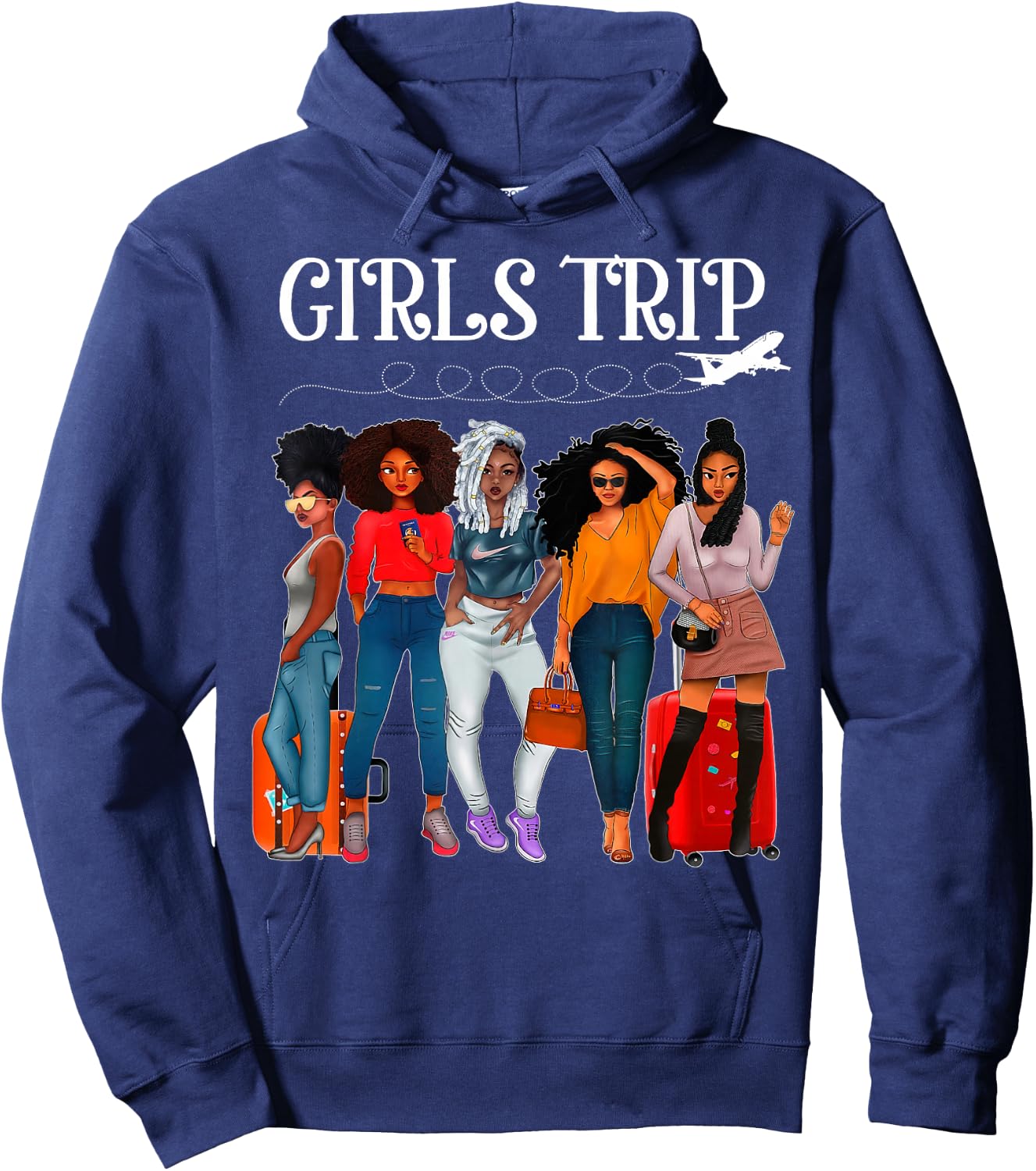 Girls Trip Afro Girls Together Black Women Bachelorette Hoodie - Hoodie | Navy