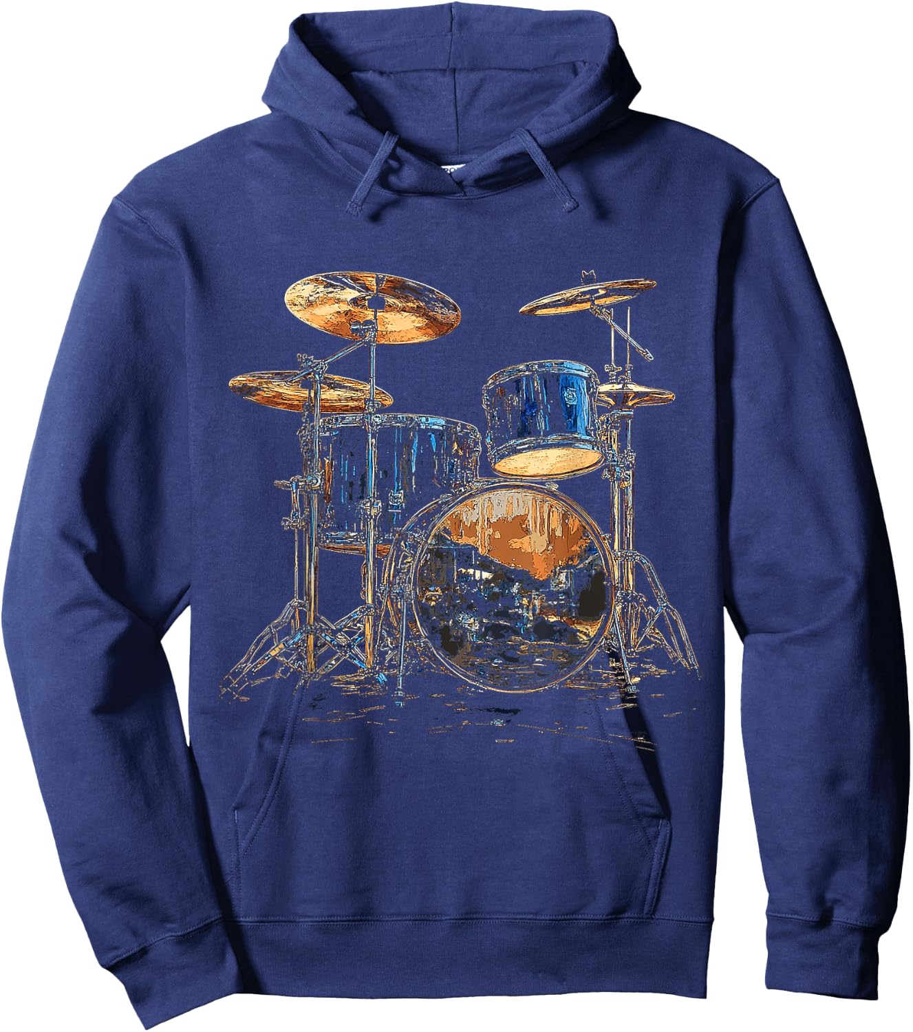 Musical Instrument Drum Set , Black, S Hoodie - Hoodie | Navy