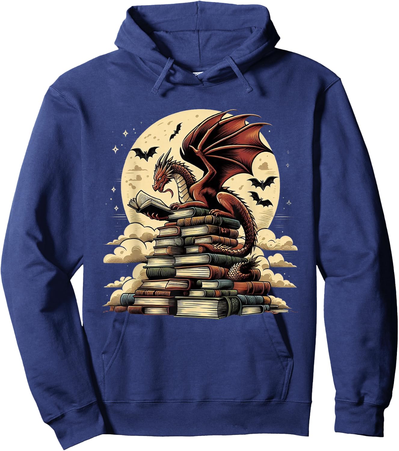 Dragon Reading a Book Dragons and Books Lover Bookworm Hoodie - Hoodie | Navy