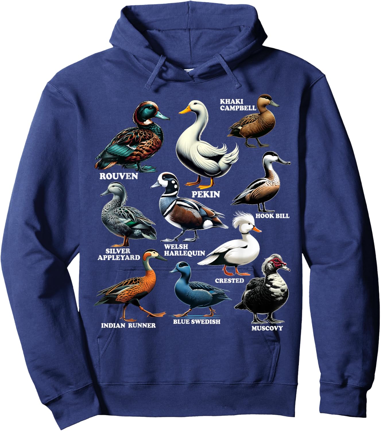 Types Of Duck Shirt for Ducks Lovers Women Kids Girls Hoodie - Hoodie | Navy