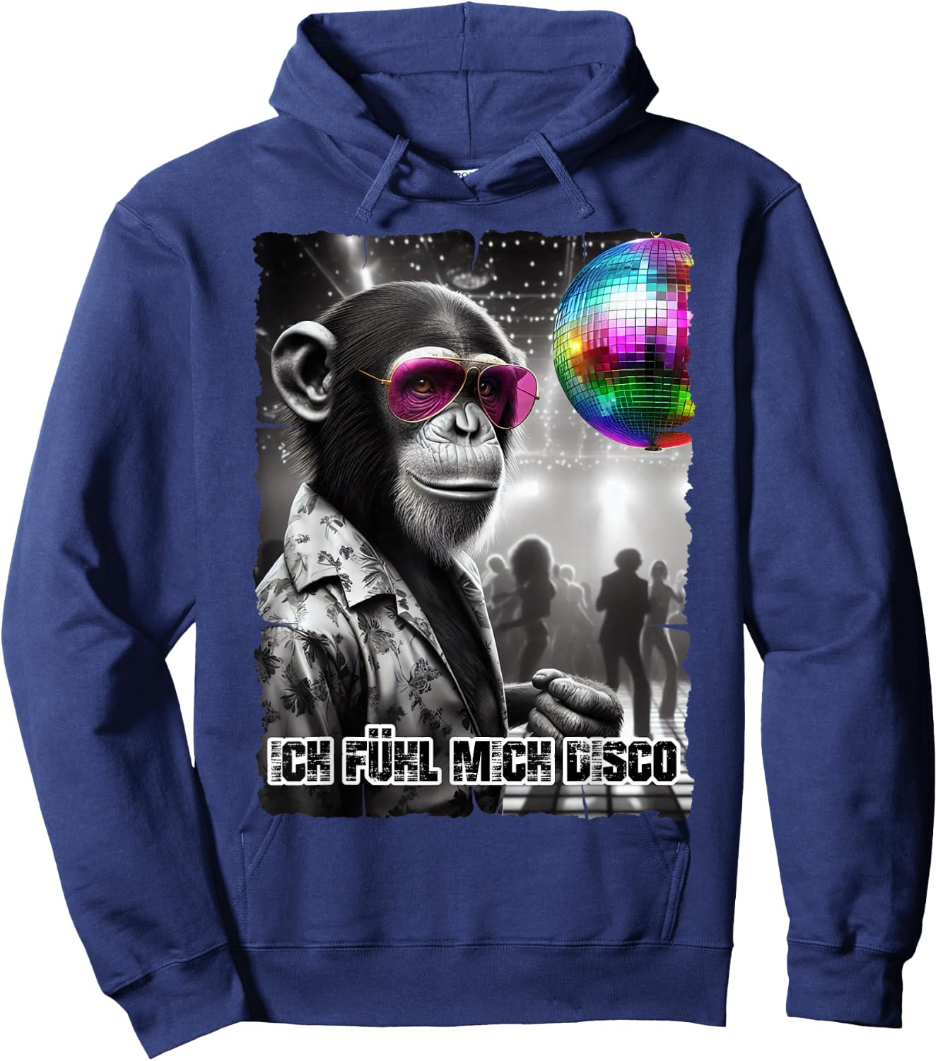 with German Text "Ich Fühl Mich Fühl Mich Disco Ball", black Hoodie - Hoodie | Navy