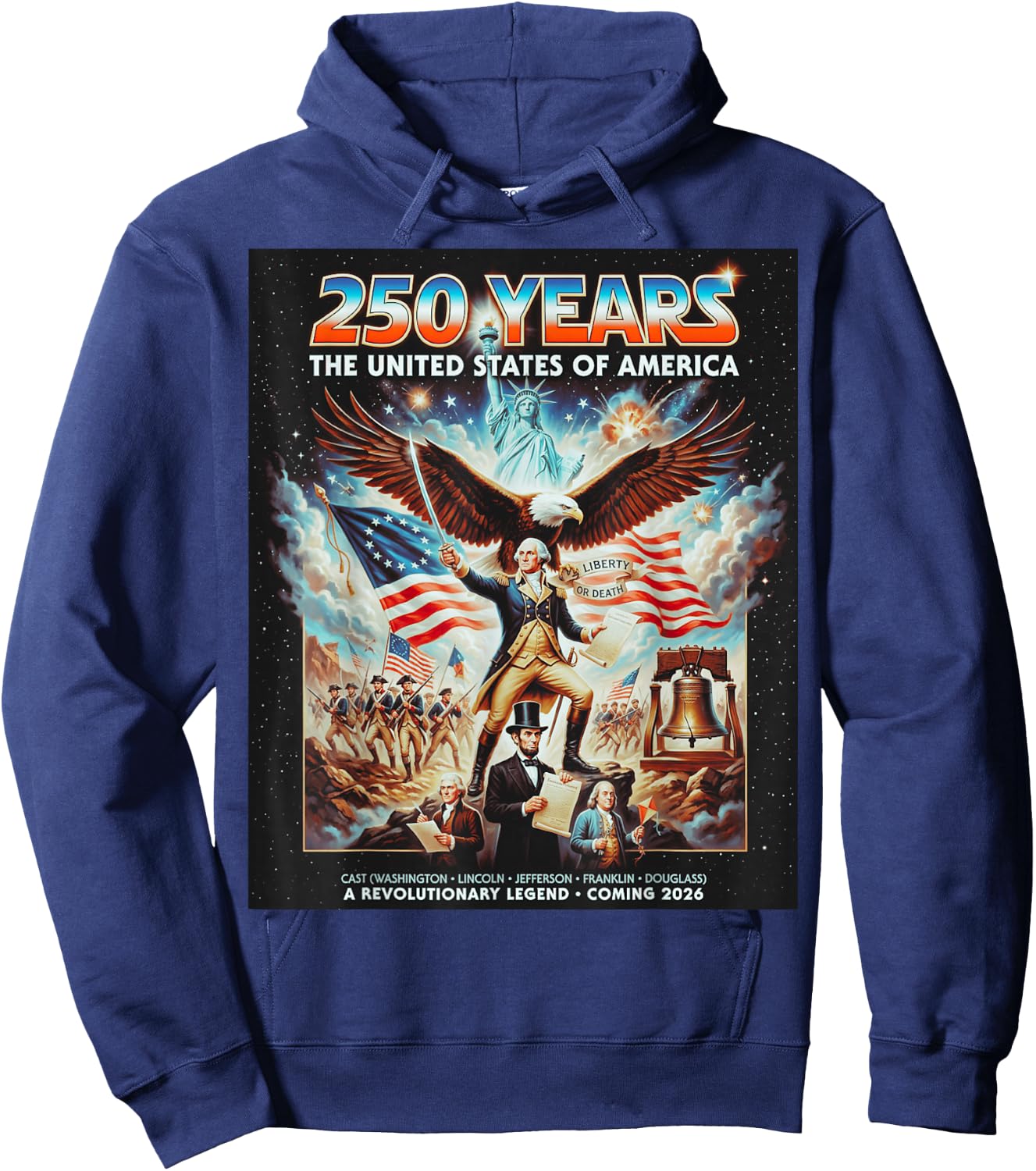 Funny United States 250 Anniversary Retro Poster Hoodie - Hoodie | Navy