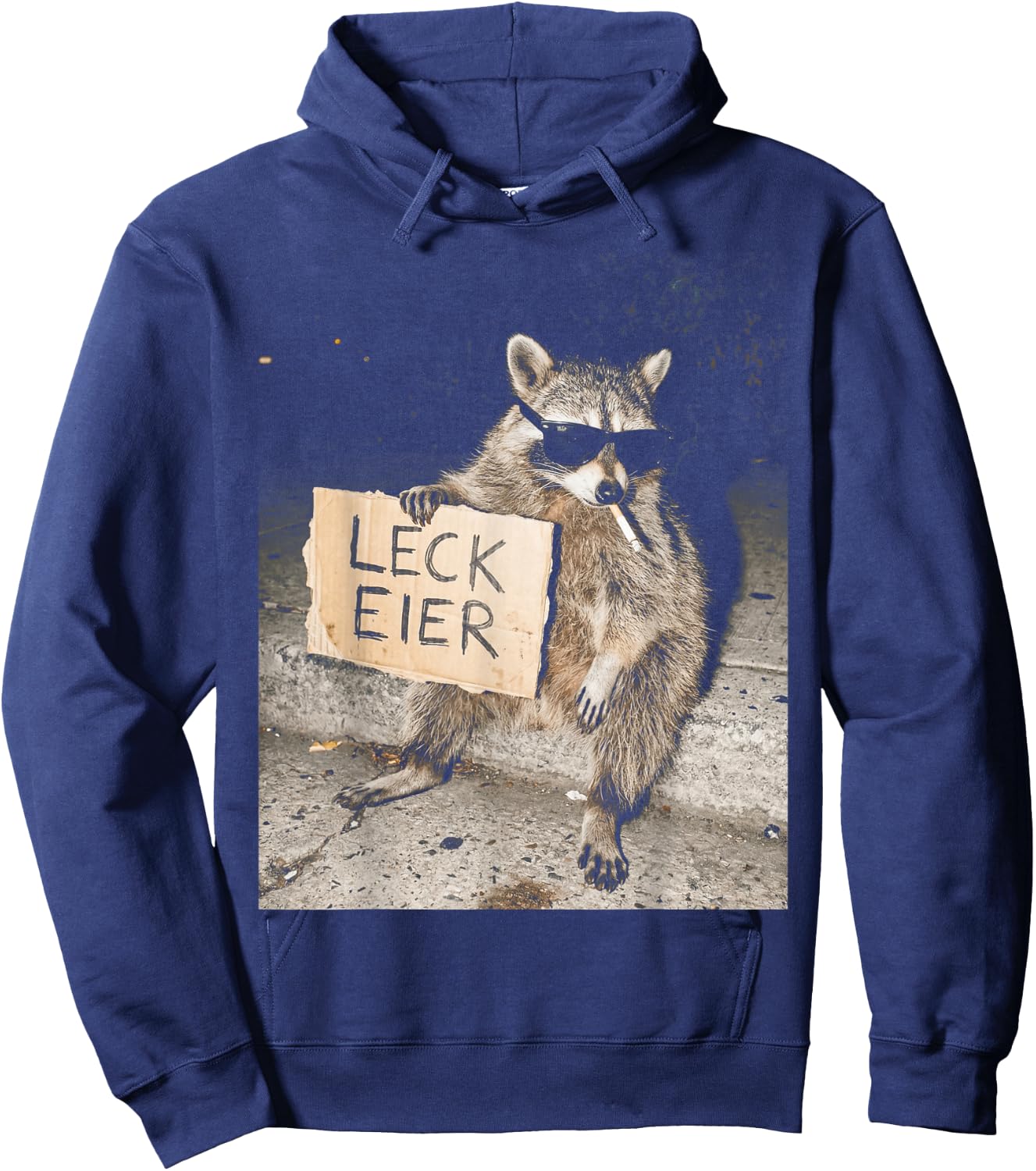 Leck Eier Lustiger Waschbär mit frecher Haltung Hoodie - Hoodie | Navy
