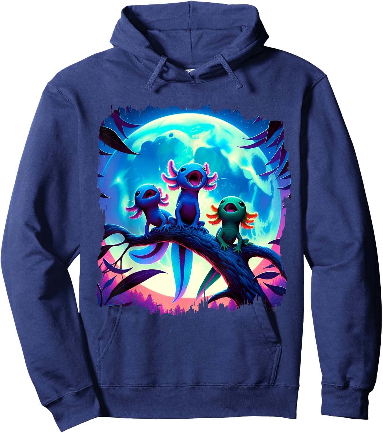 Axolotls Howl At Moon Axolotl Owner Hoodie - Hoodie | Navy
