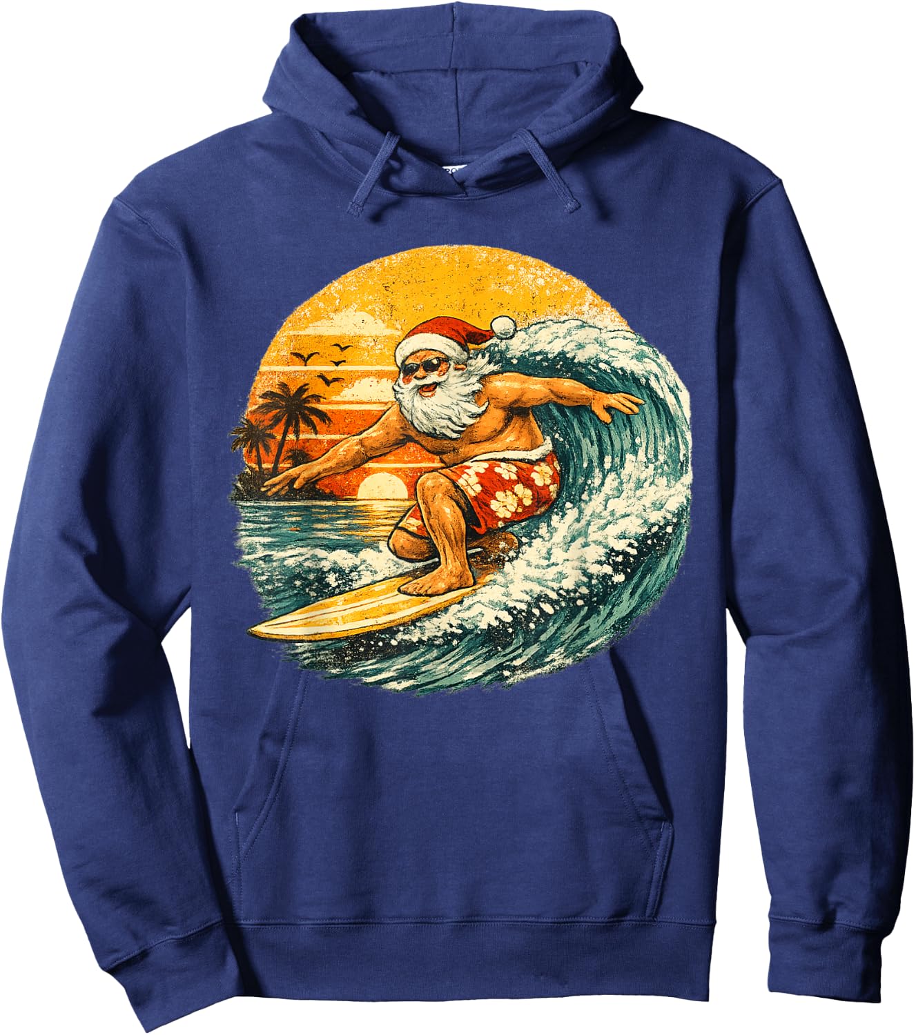Santa Surfing Xmas in July Beach Christmas in June Hoodie - Hoodie | Navy