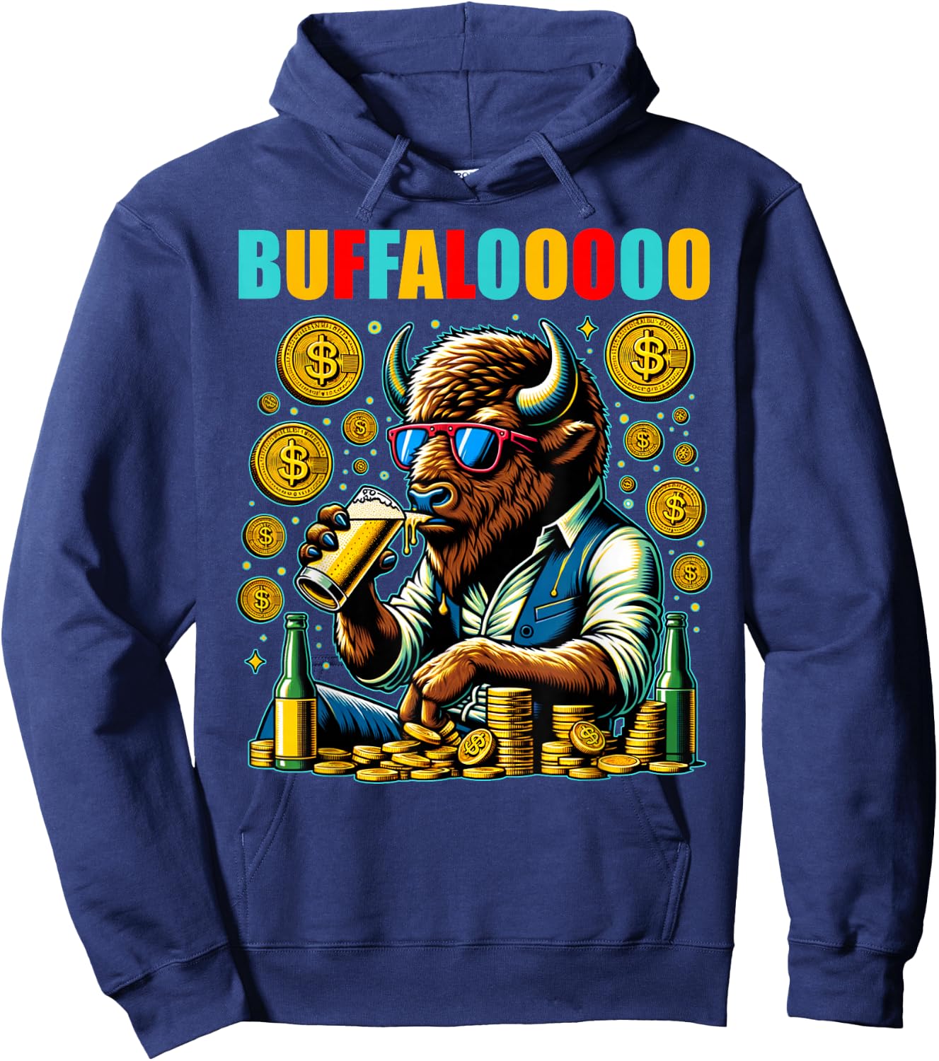 Lucky Buffalo Casino Slot Machine BUFFALOOOOO Gambling Hoodie - Hoodie | Navy