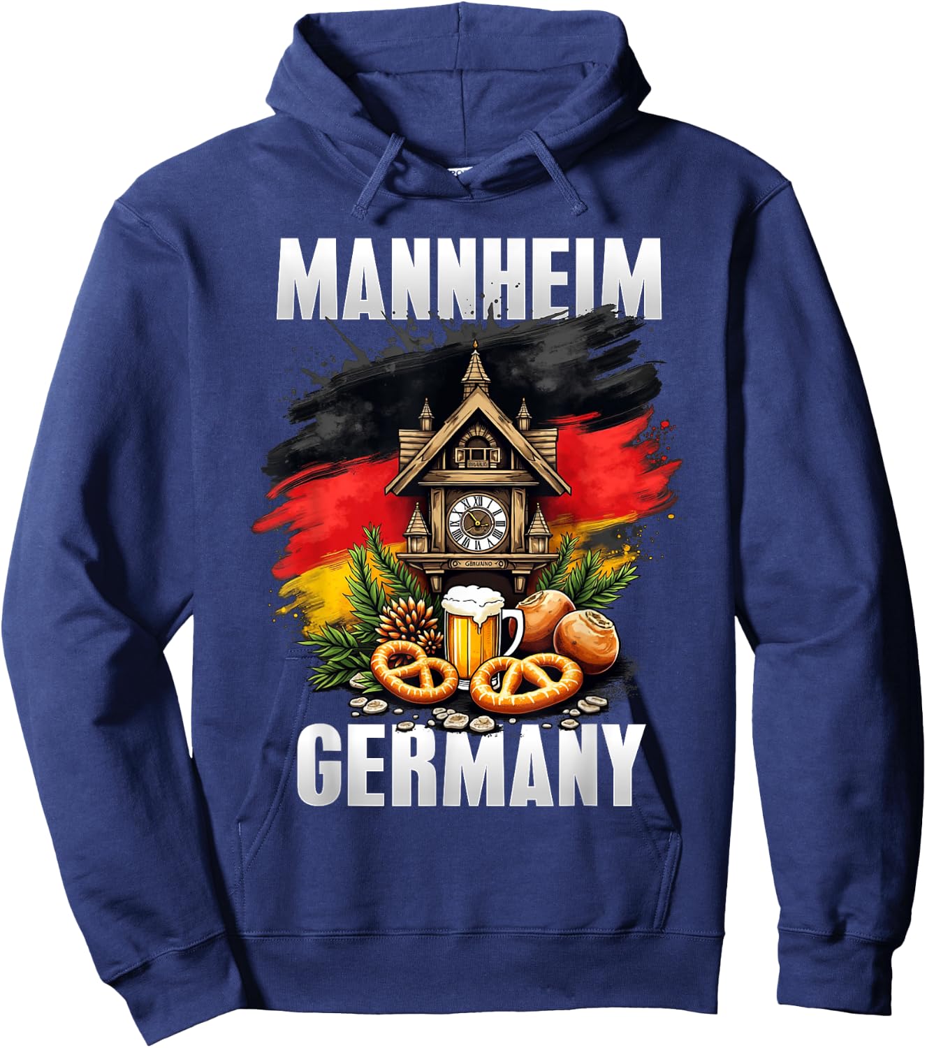 Mannheim Germany Souvenir German Flag Oktoberfest Travel Hoodie - Hoodie | Navy