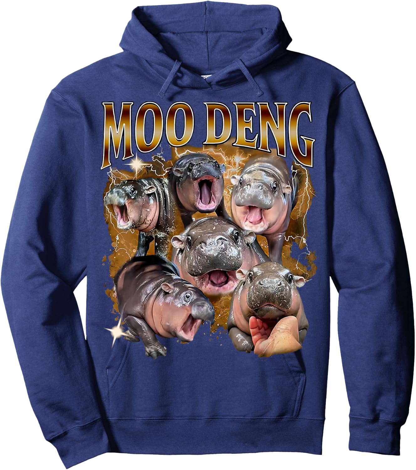 Funny Moo-Deng Baby Pygmy Hippo Cute Zoo For Family Hoodie - Hoodie | Navy