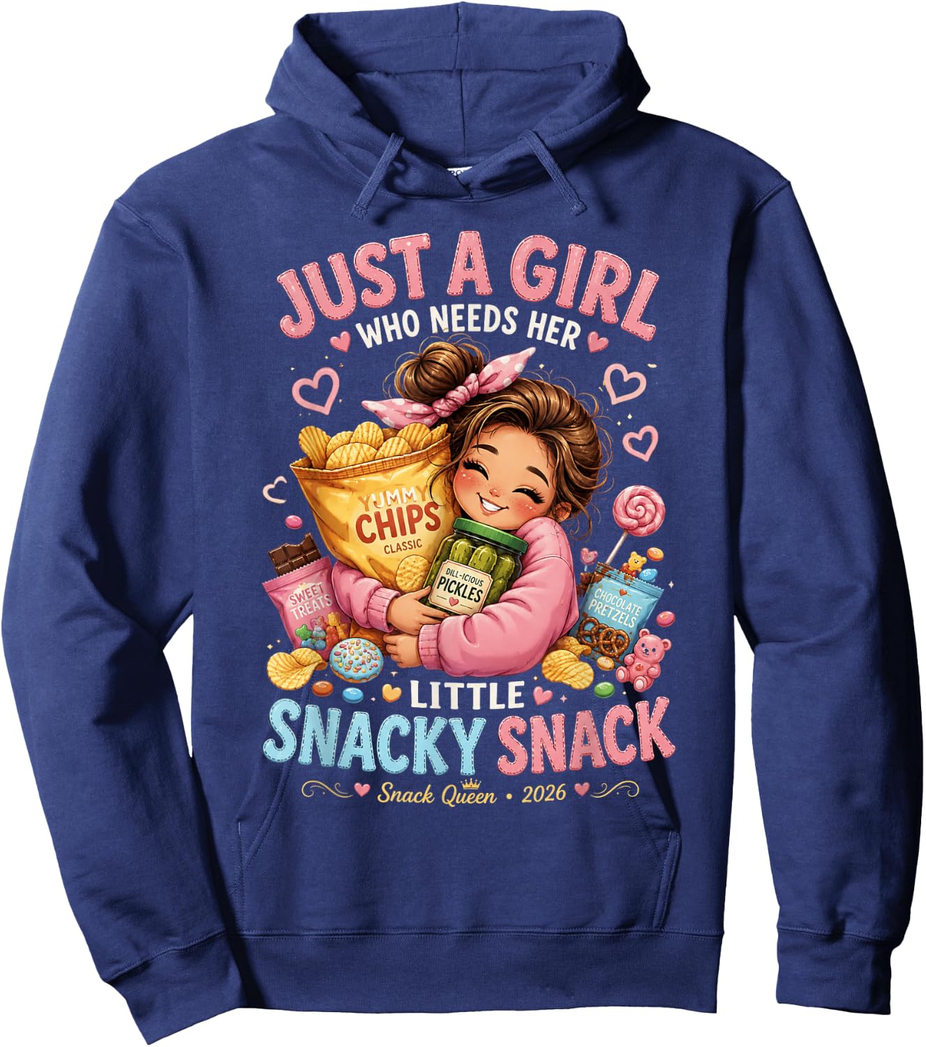 Just a Girl Who Needs Her Little Snacky Snack Foodie Snack Hoodie - Hoodie | Navy