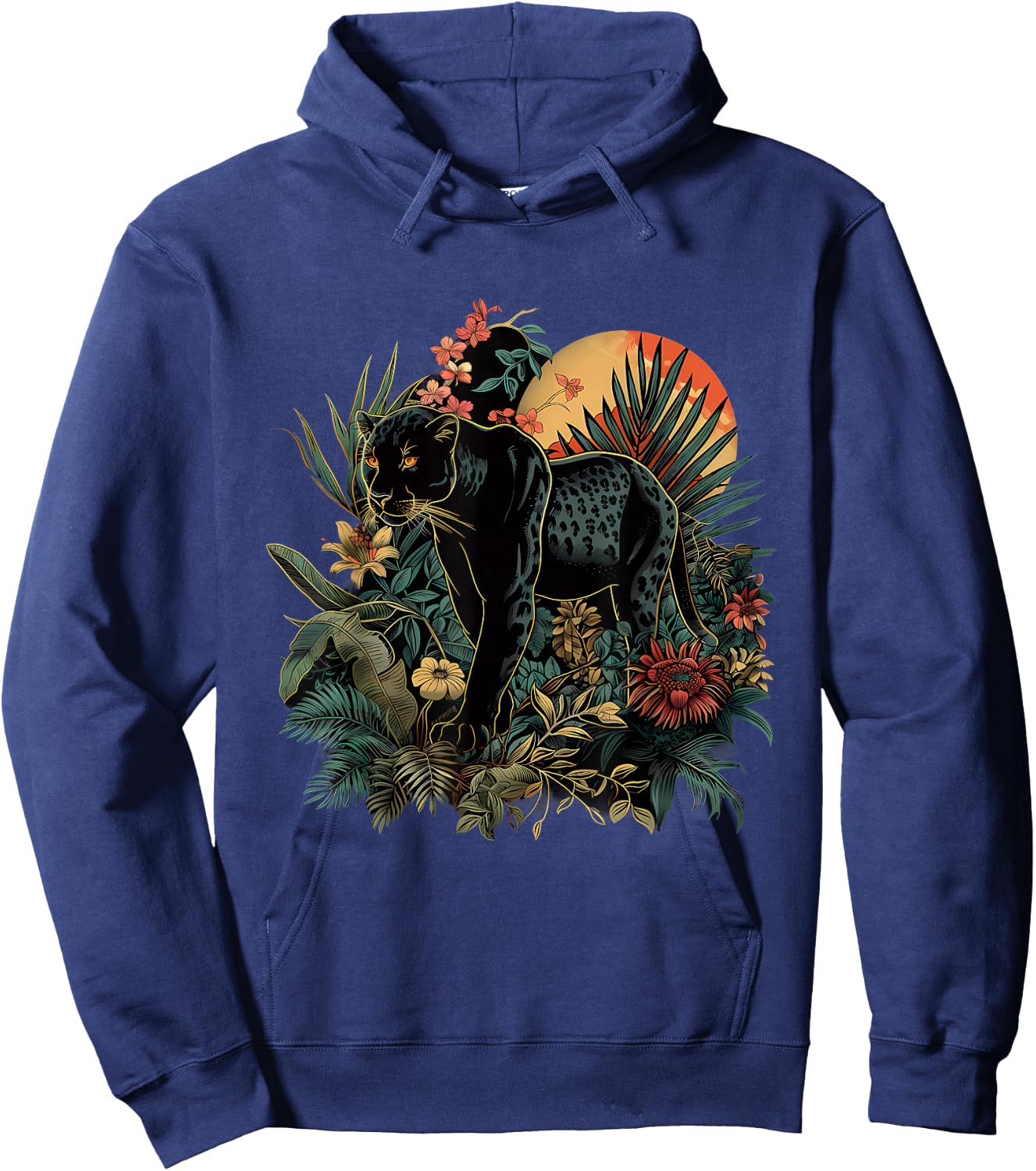 Panther Jungle Nature Artwork Moon Tropical Animal Art Hoodie - Hoodie | Navy
