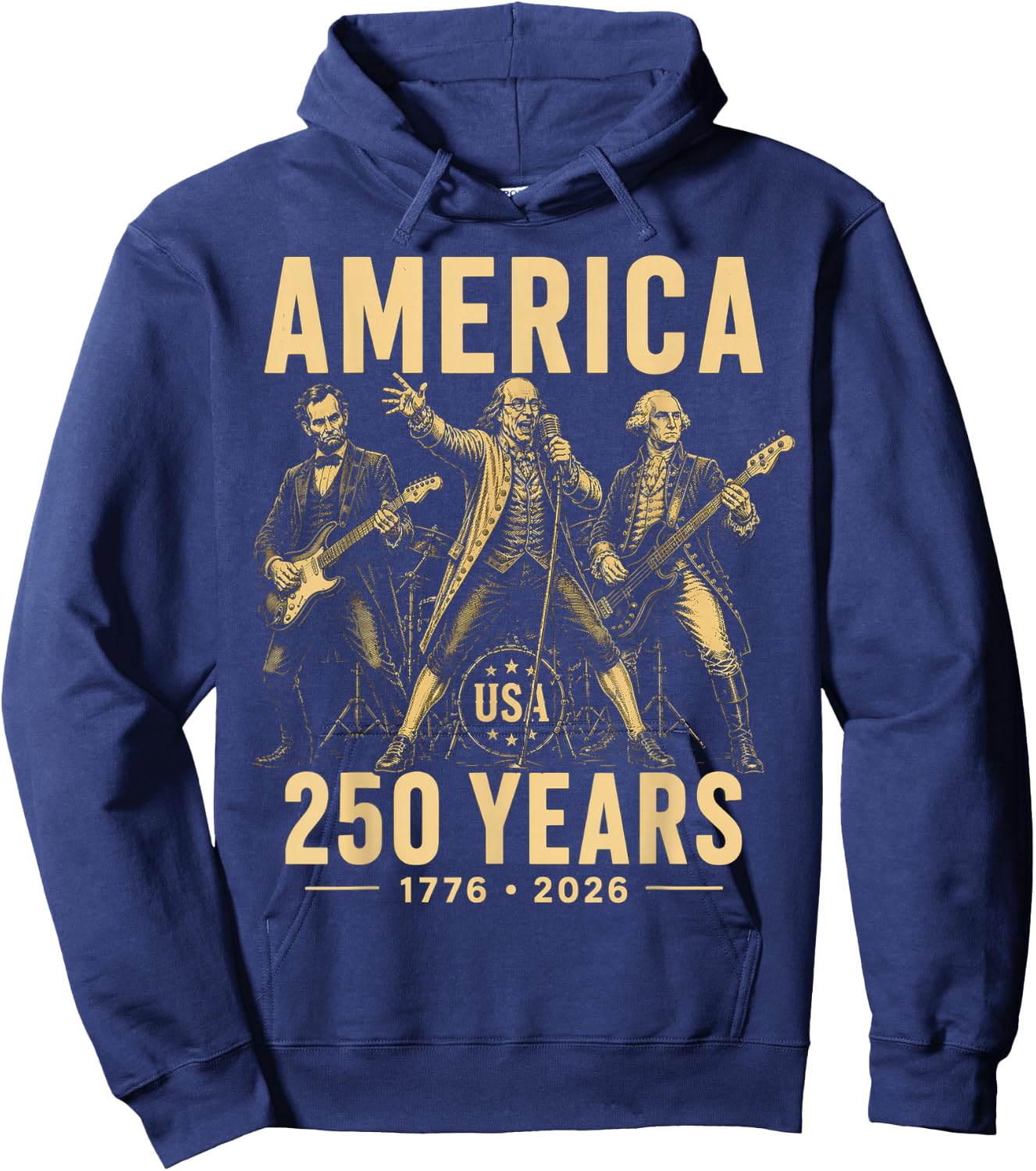 Benjamin Franklin George Washington Abraham Lincoln America Hoodie - Hoodie | Navy