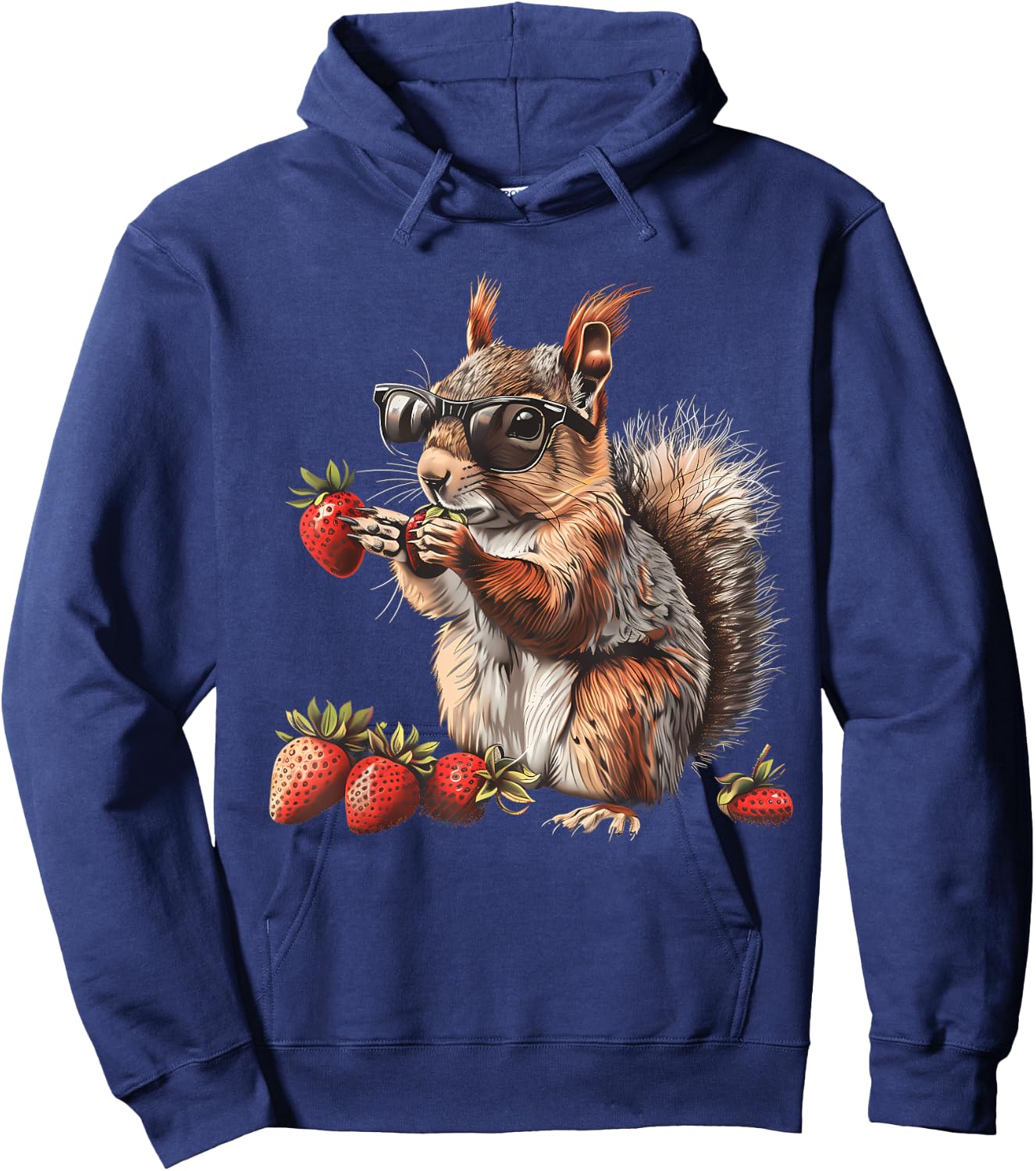 Strawberry Squirrel Colourful Wildlife Artwork Sunglasses Hoodie - Hoodie | Navy