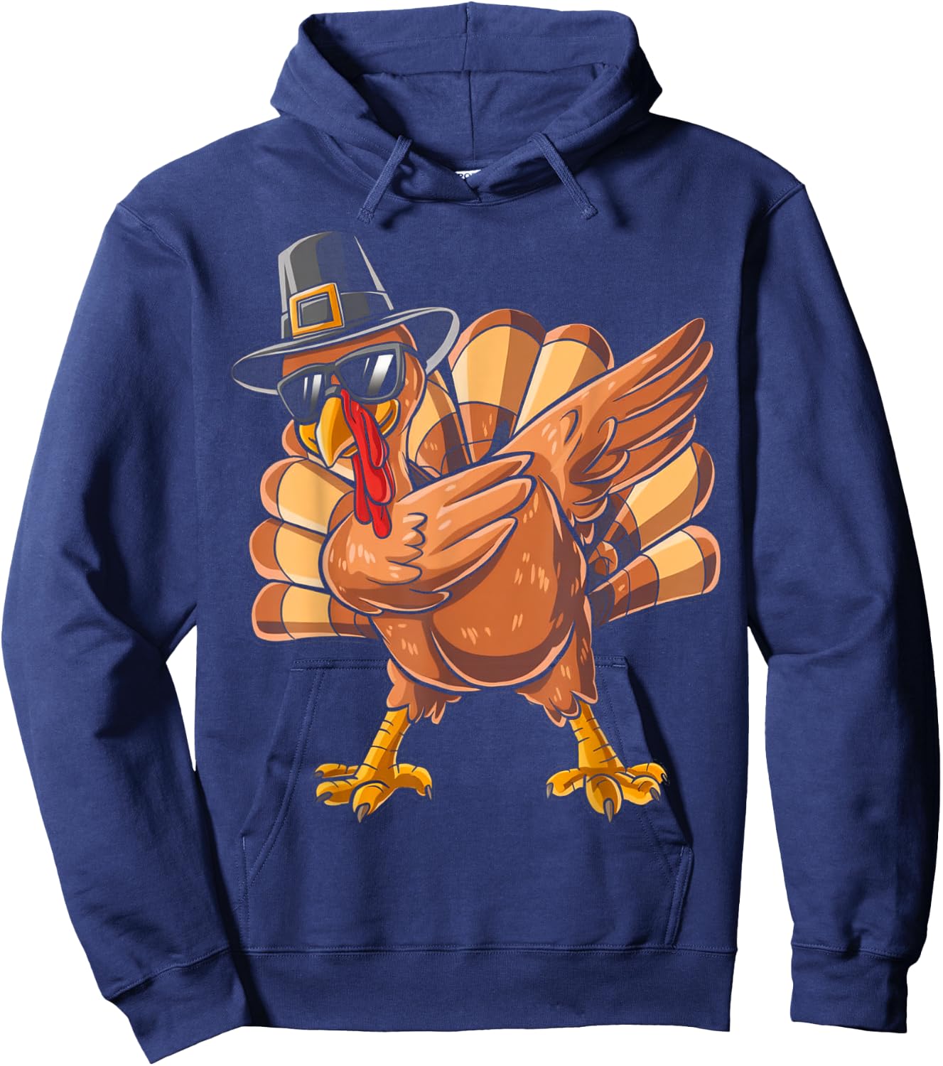 Funny Thanksgiving Turkey Pilgrim Dabbing Dab Dance Turkey Hoodie - Hoodie | Navy
