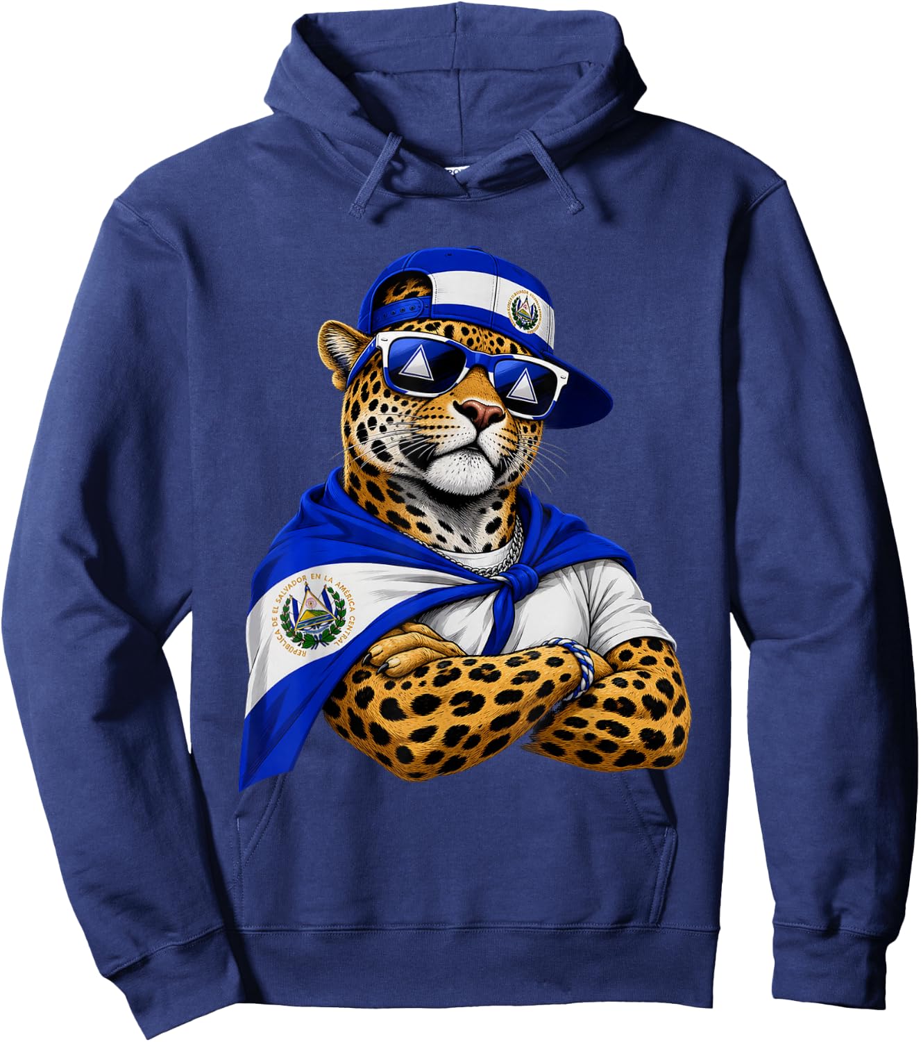 El Salvador National Pride Jaguar Flag Hoodie - Hoodie | Navy