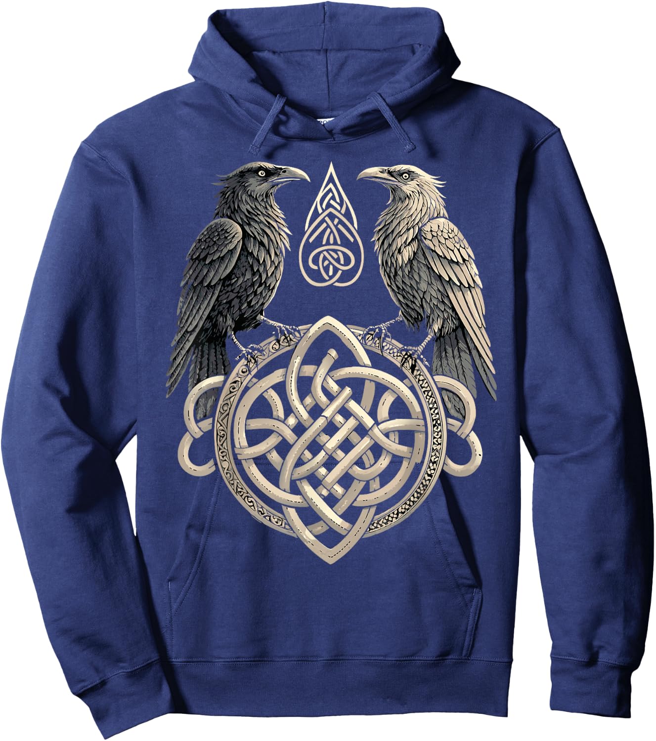 Norse Runes Huginn & Muninn - Celtic Germanic Mythology Hoodie - Hoodie | Navy