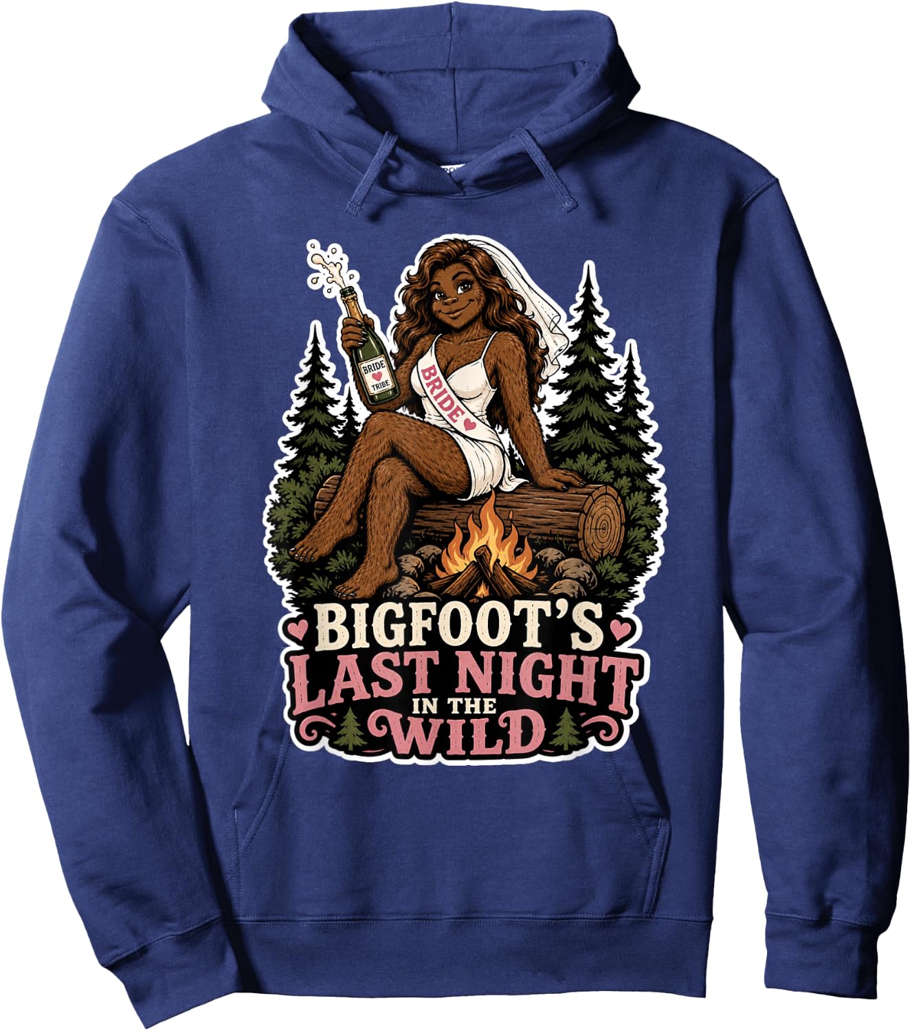 Last Night Wild Bigfoot Bachelorette Party Funny Sasquatch Hoodie - Hoodie | Navy