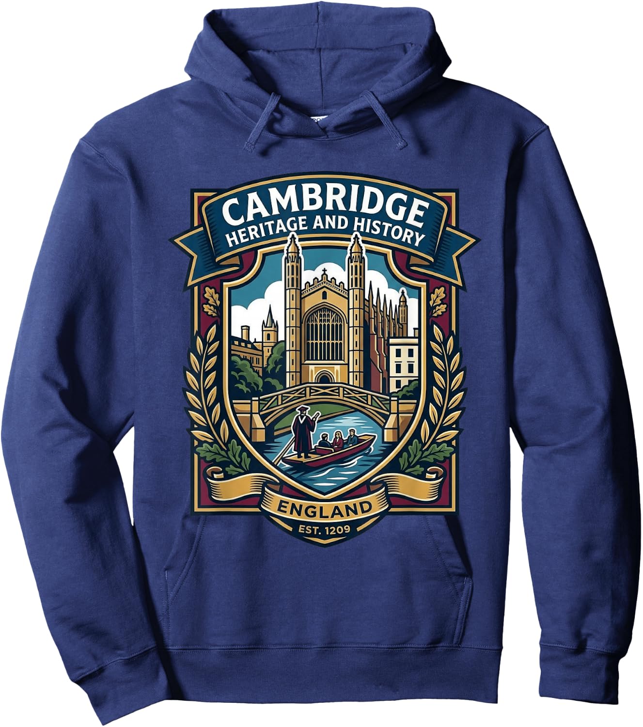 Cambridge England UK Born Bred Hoodie - Hoodie | Navy
