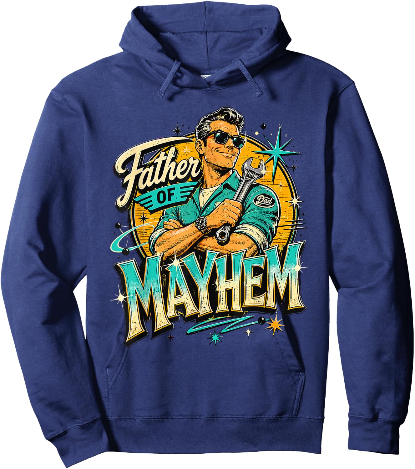 Father's Day Father of Mayhem Funny Dad Matching Family Hoodie - Hoodie | Navy