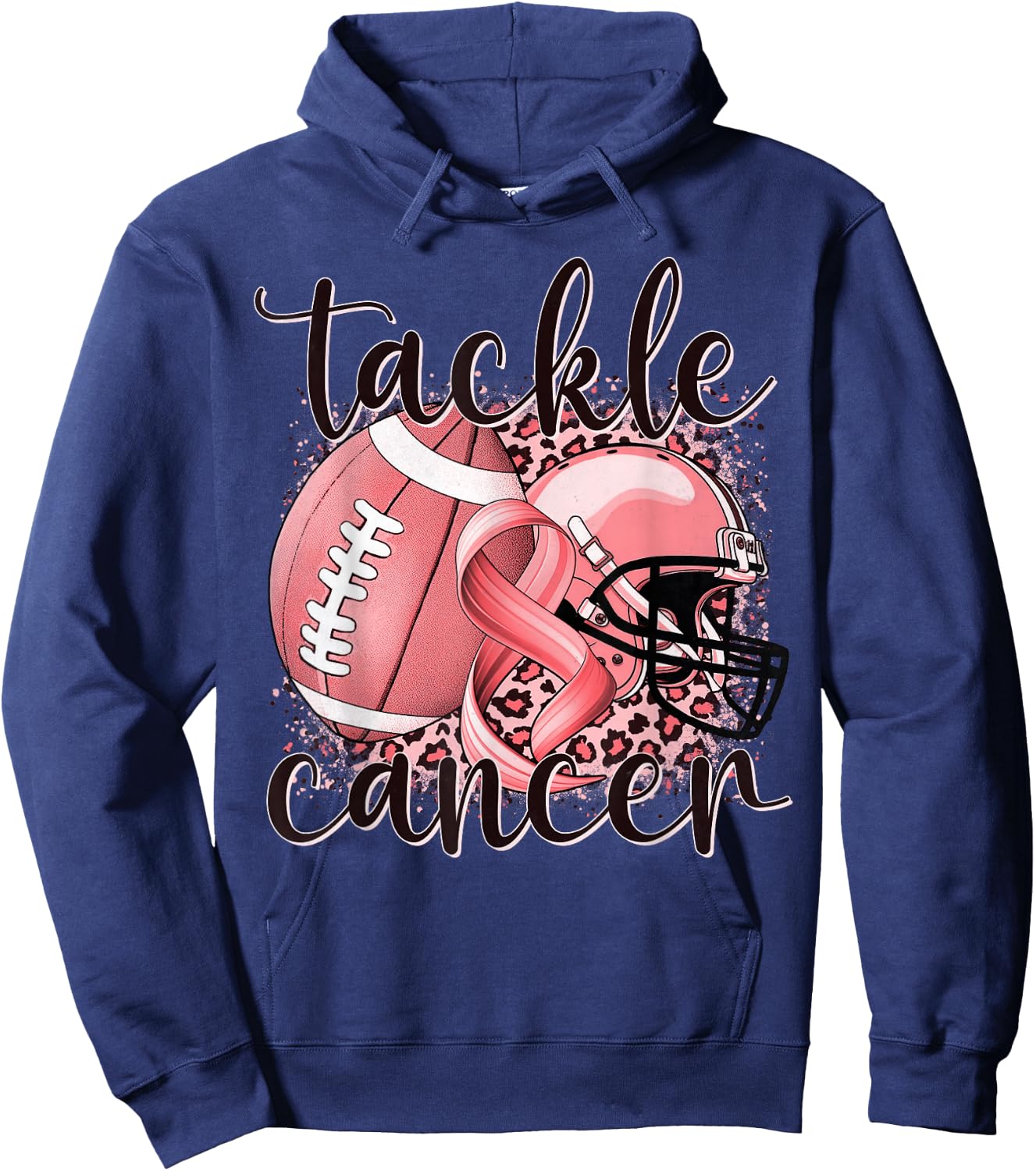 Tackle Uterine Cancer Football Lover Warrior Peach Ribbon Hoodie - Hoodie | Navy
