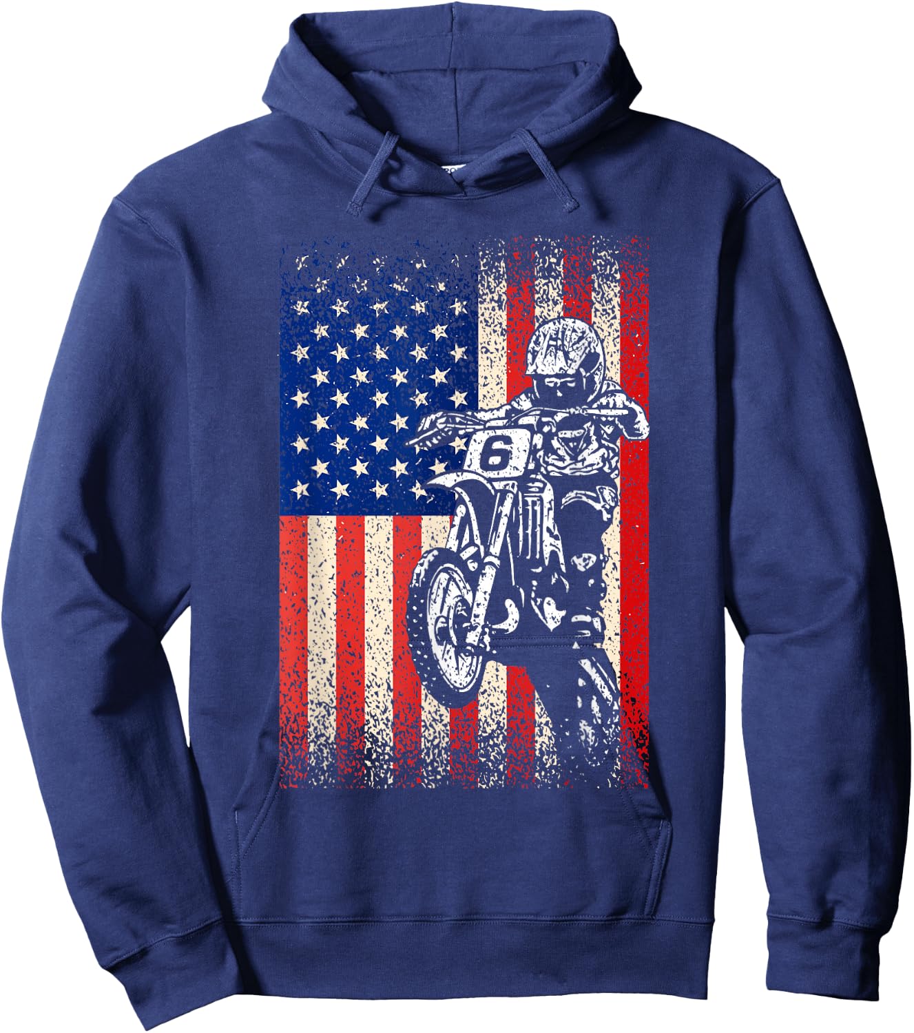 Dirt Bike Shirt Motocross Racing American Flag Dirt Biking Hoodie - Hoodie | Navy
