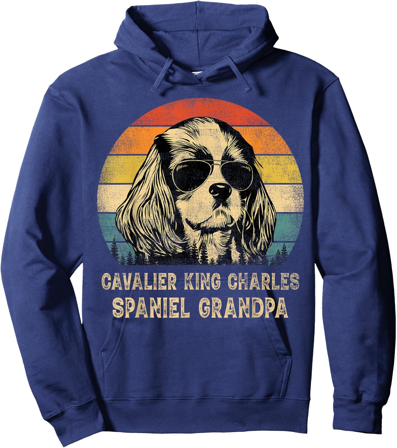 Cavalier King Charles Spaniel Grandpa Dog Father's Day Hoodie - Hoodie | Navy