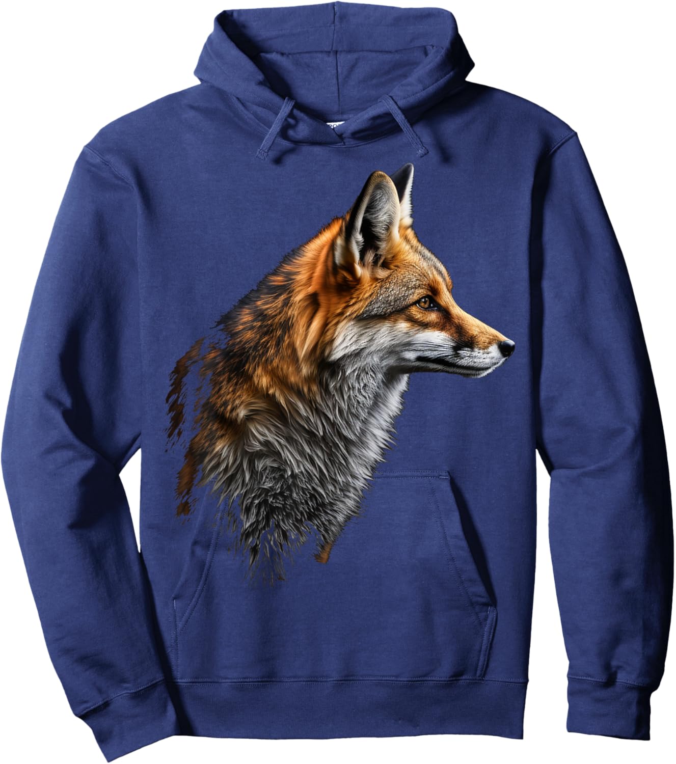 Fox Art Animal Lovers Motif , black Hoodie - Hoodie | Navy
