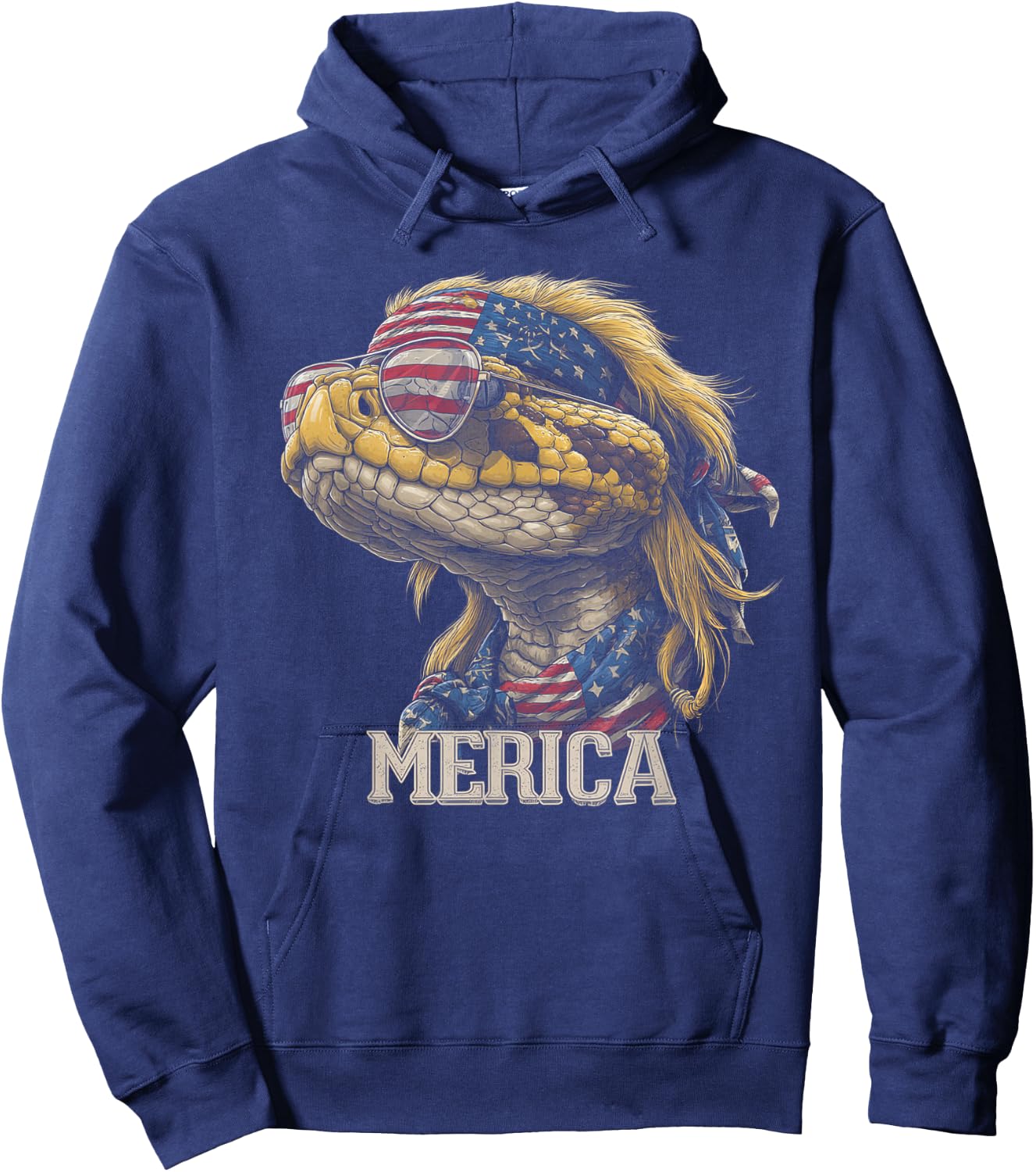 Rattlesnake Snake - Patriotic 4th of July American Flag Hoodie - Hoodie | Navy