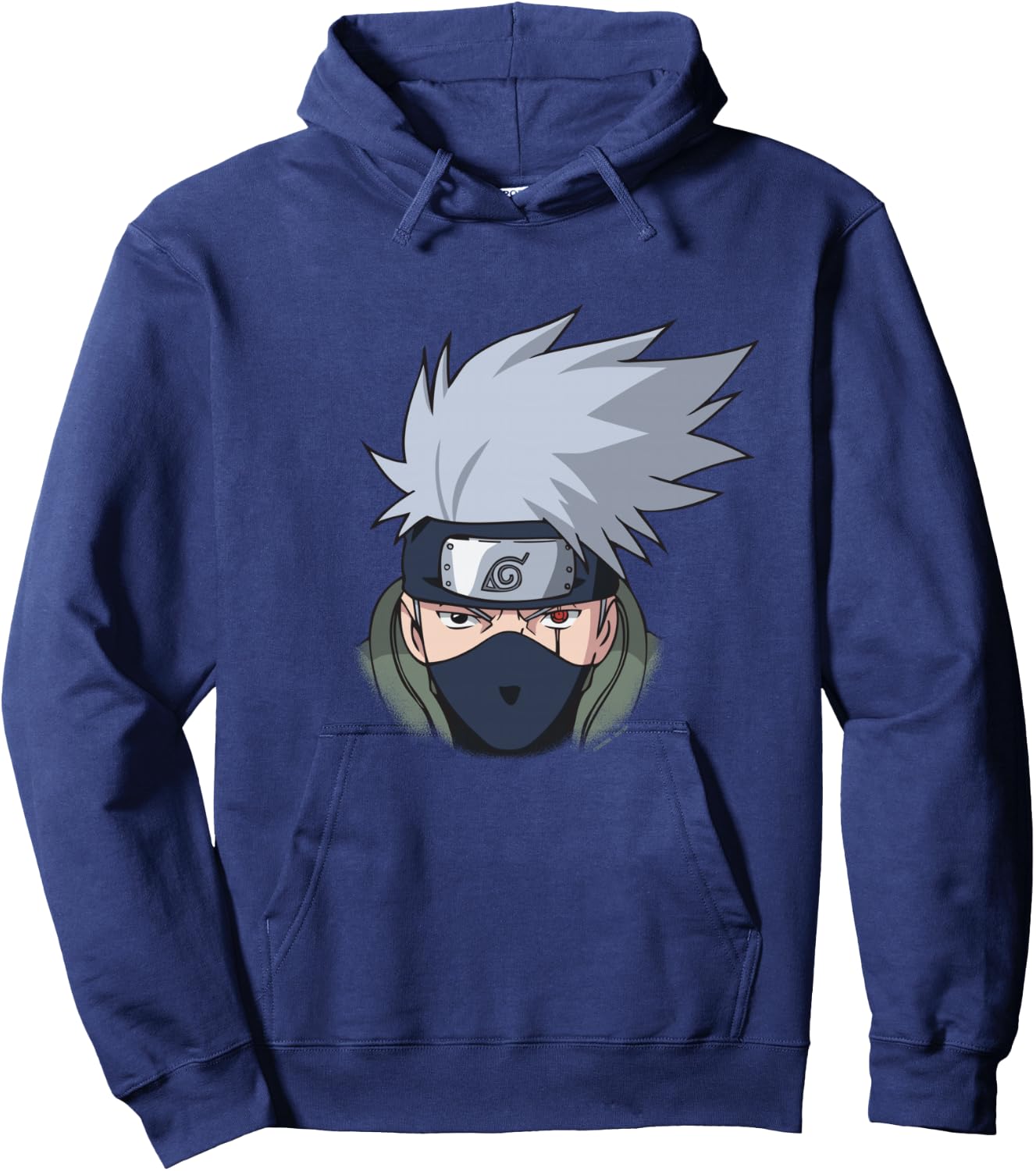 Naruto Shippuden Kakashi Oversized Portrait Anime Manche Longue Hoodie - Hoodie | Navy